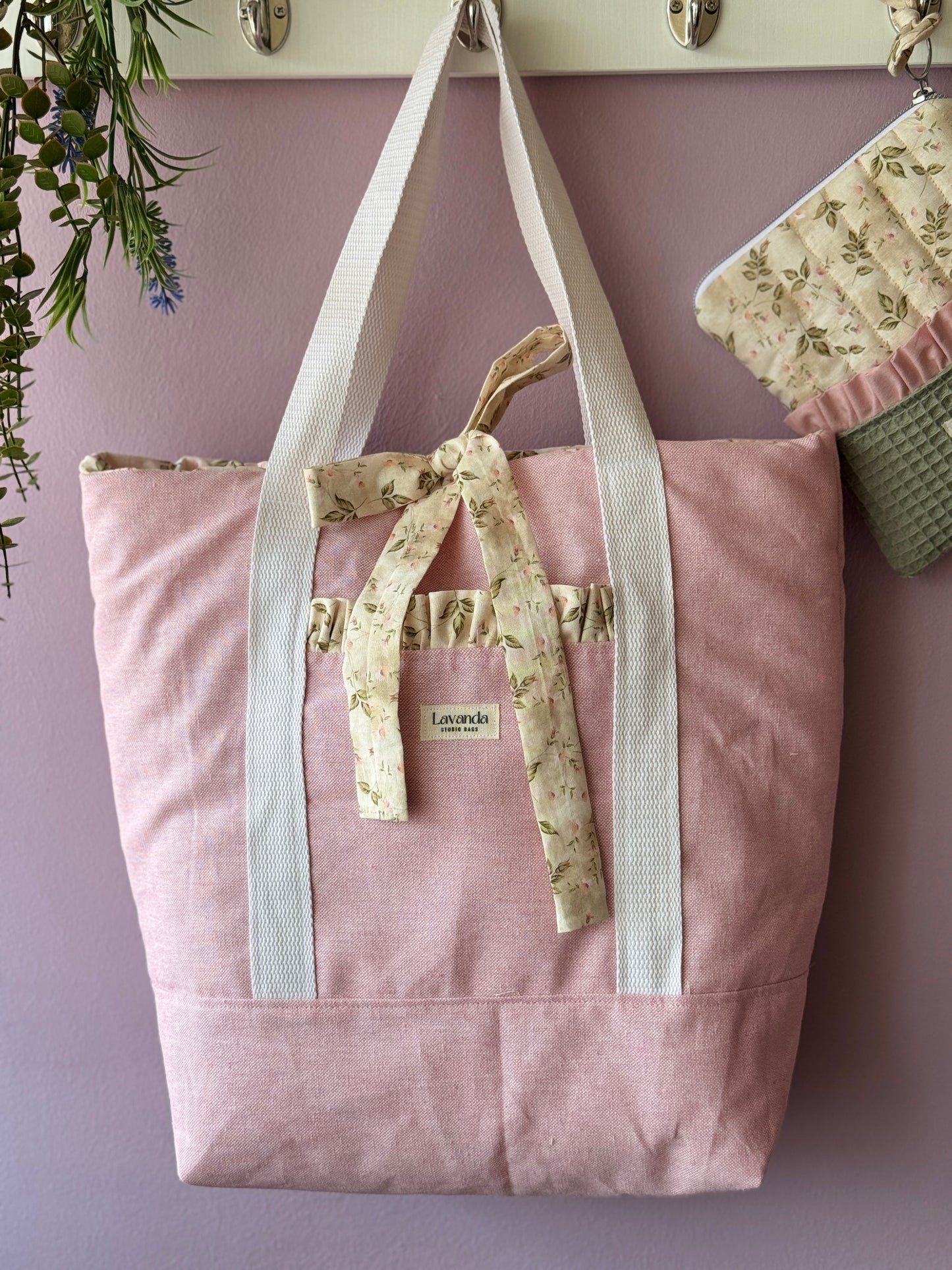A. Tote bag playita culla cotton ,pastel pink