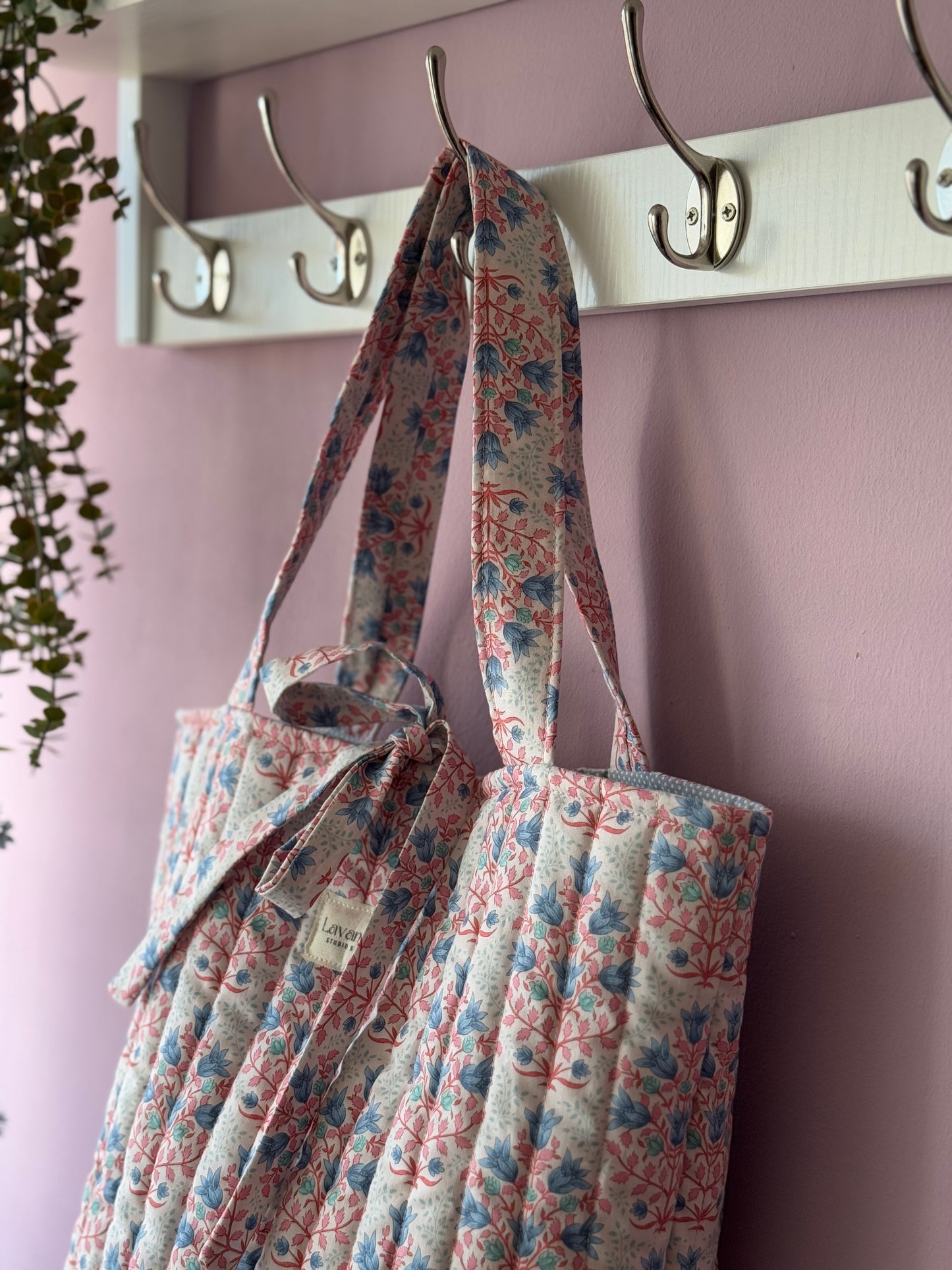 NEW!! Tote bag Amaryllis breeze blue flowers.