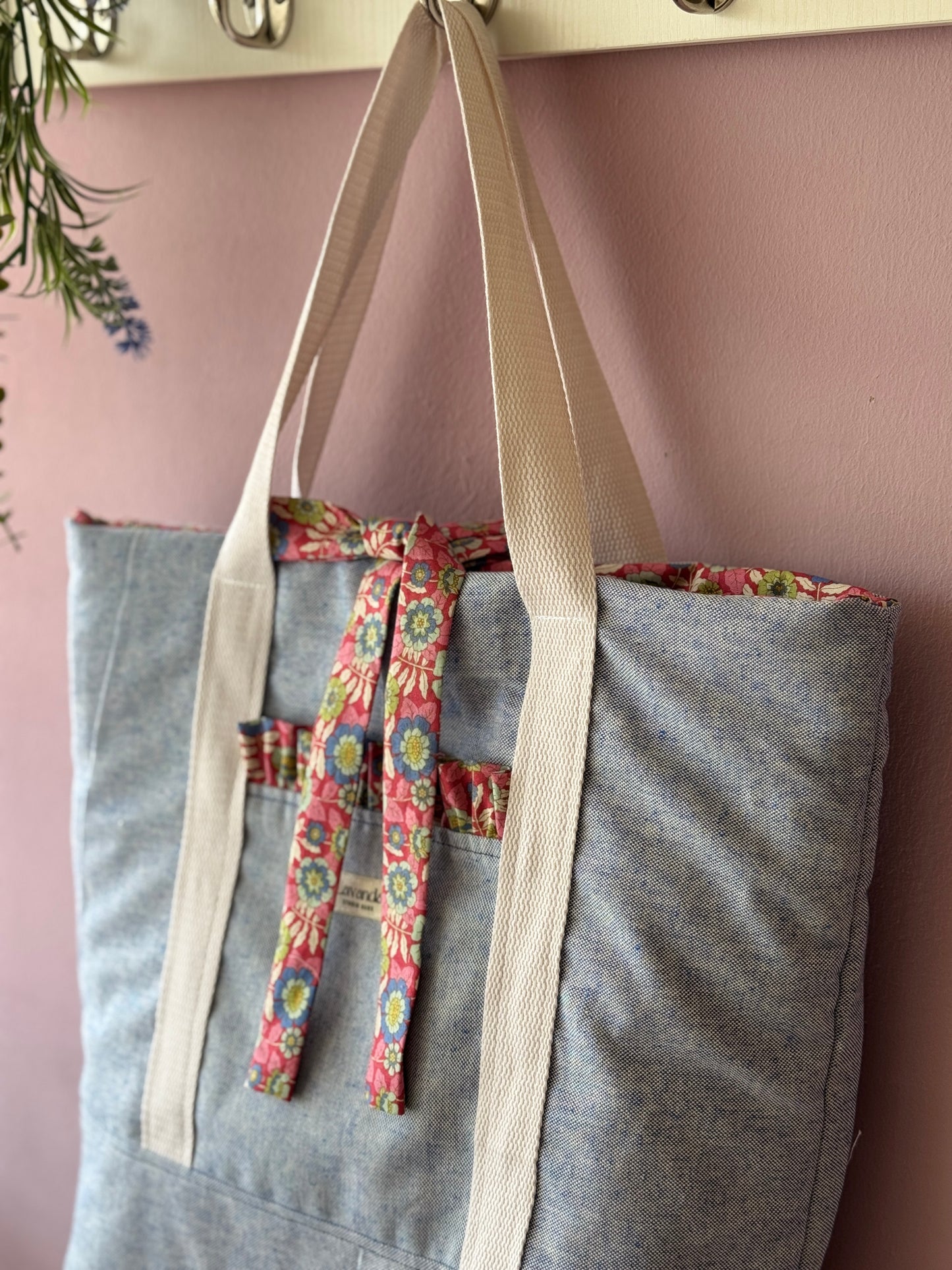 A.Tote bag playita , culla cotton, blue love.