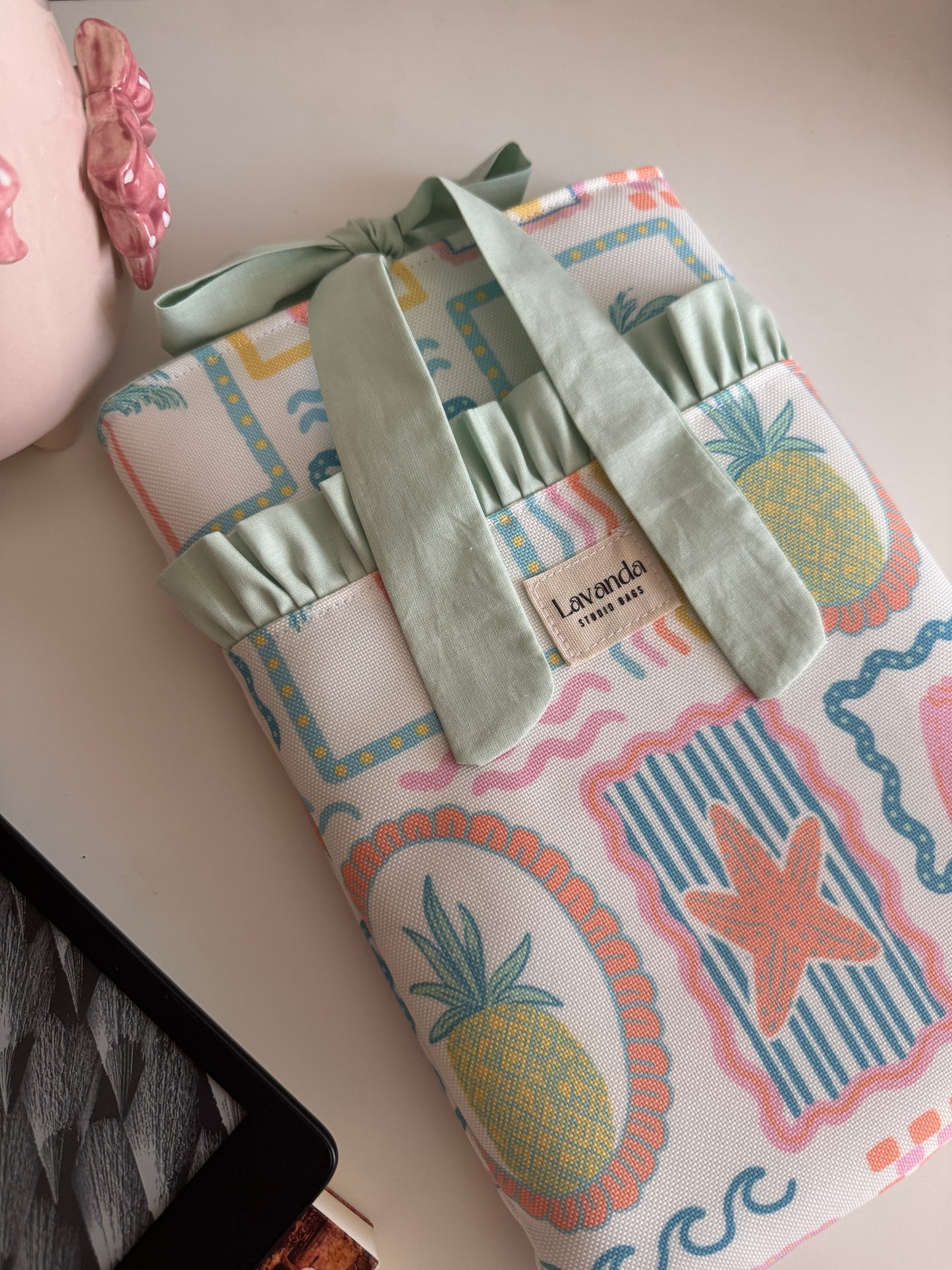 New! Book sleeve with bow and front pocket