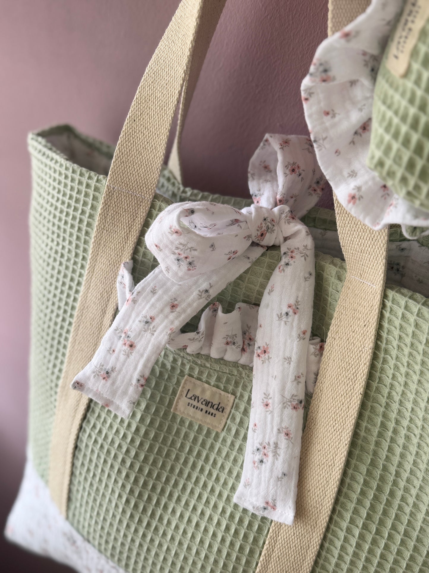 A.Tote bag mint waffle (custom bag) Available to make within 15 business days.