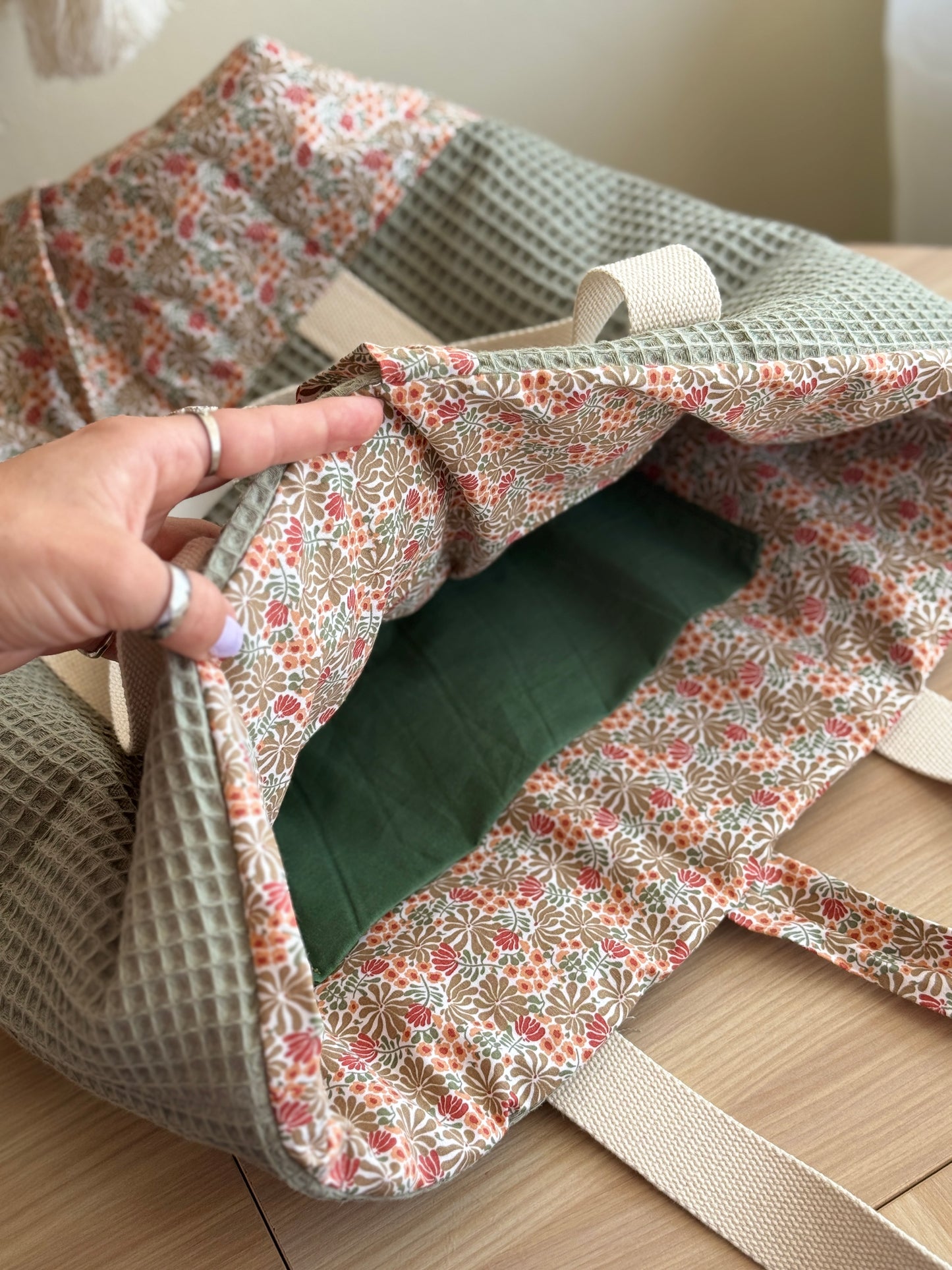 A.Tote bag Dalia green waffle(custom bag)