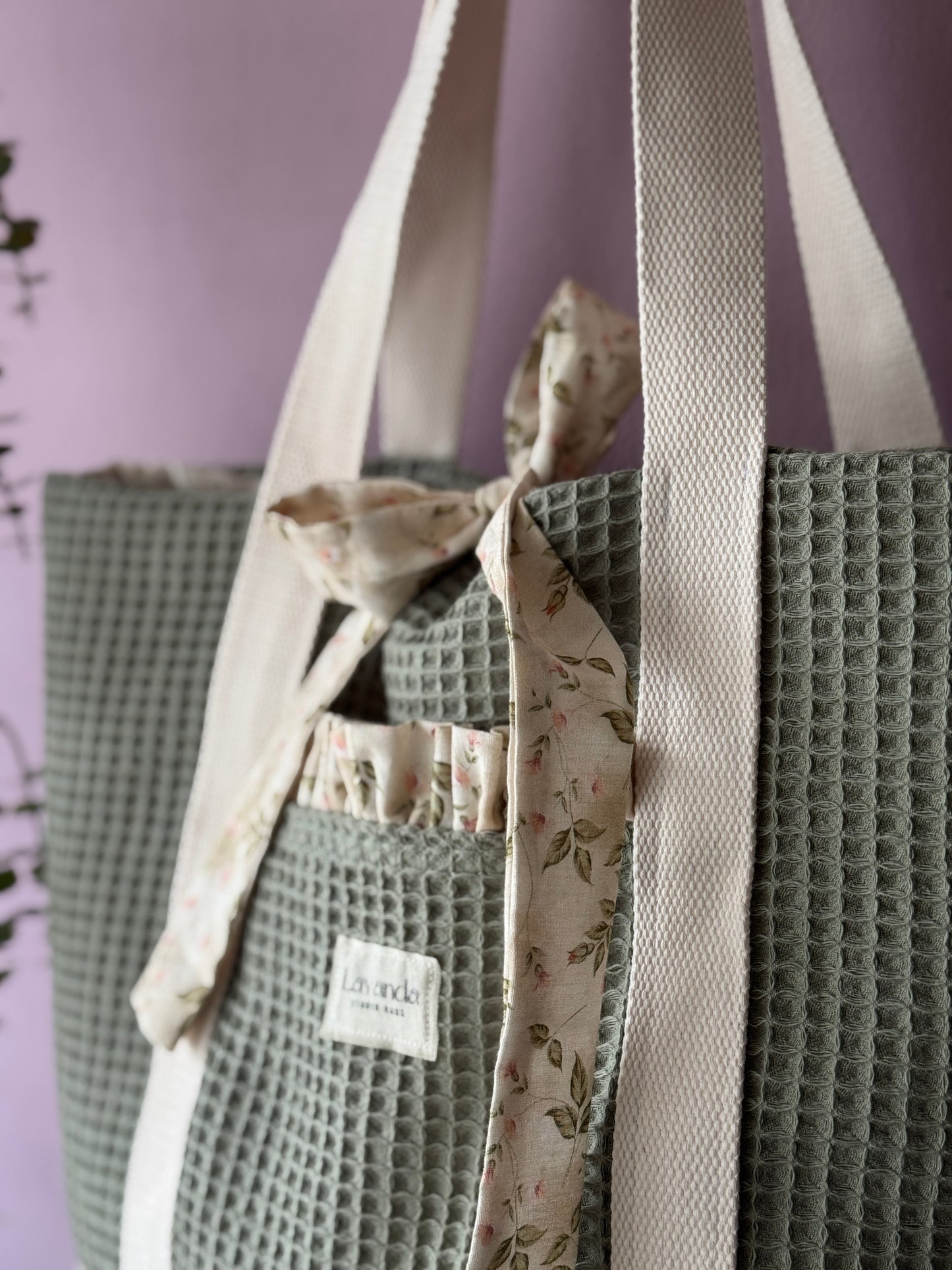 A.Tote bag Dalia green waffle(custom bag)