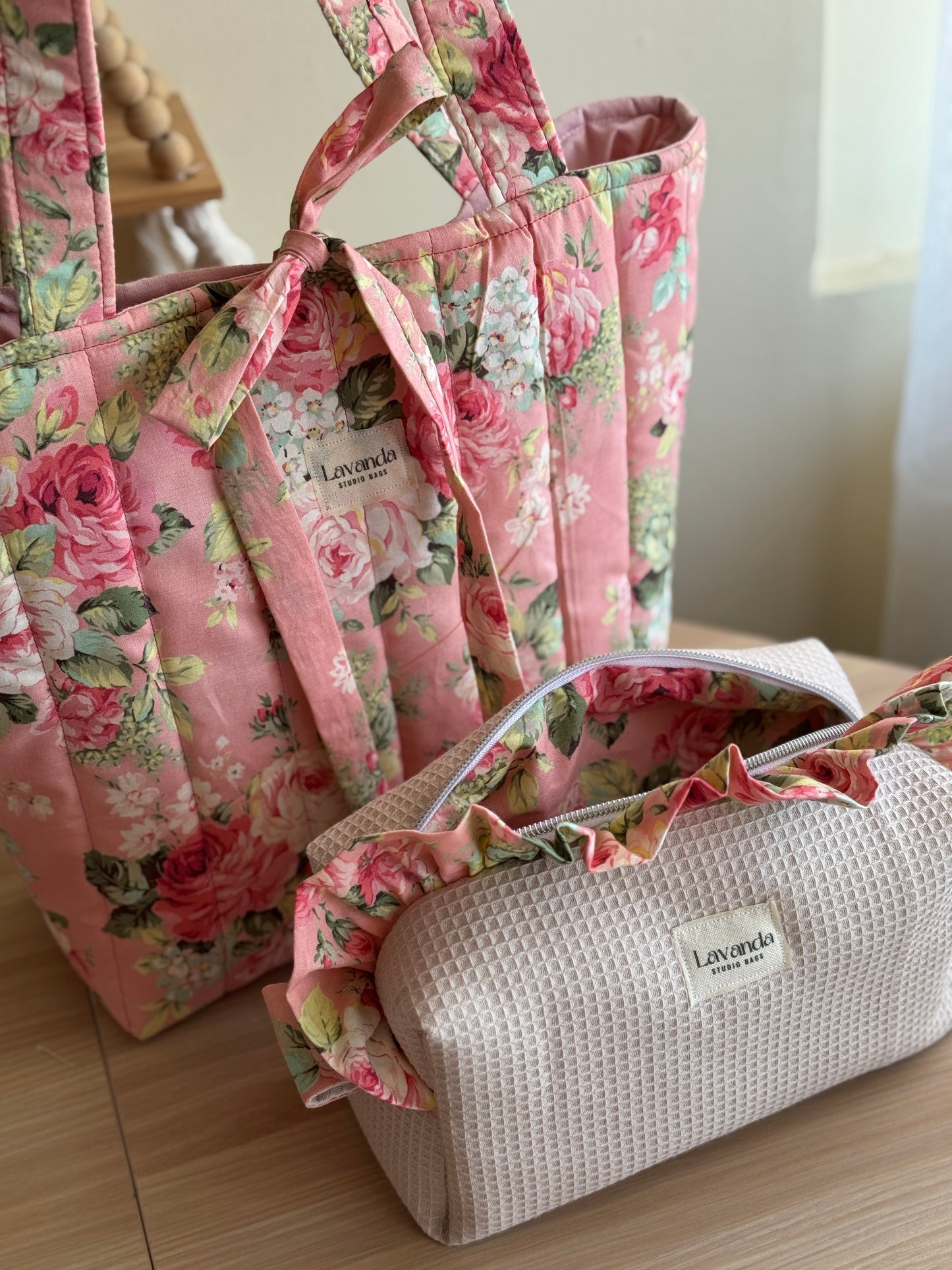 Tote bag Rouse and pink “garden of memories”🌸