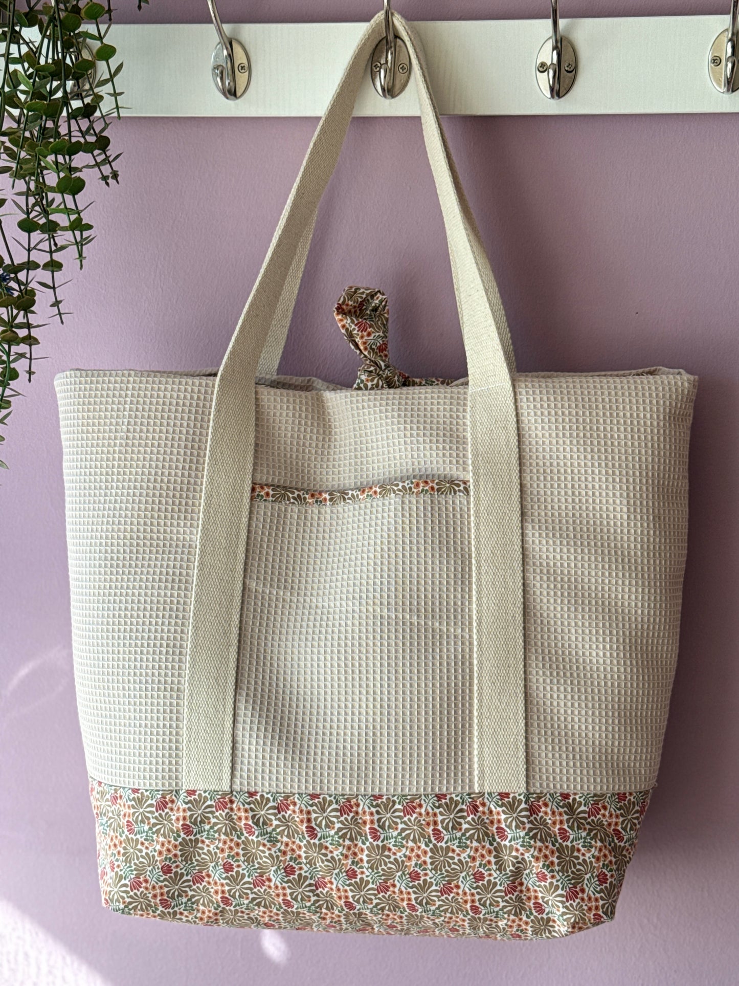A.Tote bag beige waffle autumn(custom bag) Available to make within 15 business days.