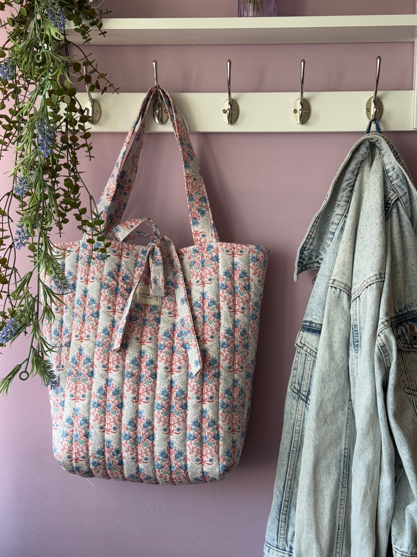 NEW!! Tote bag Amaryllis breeze blue flowers.