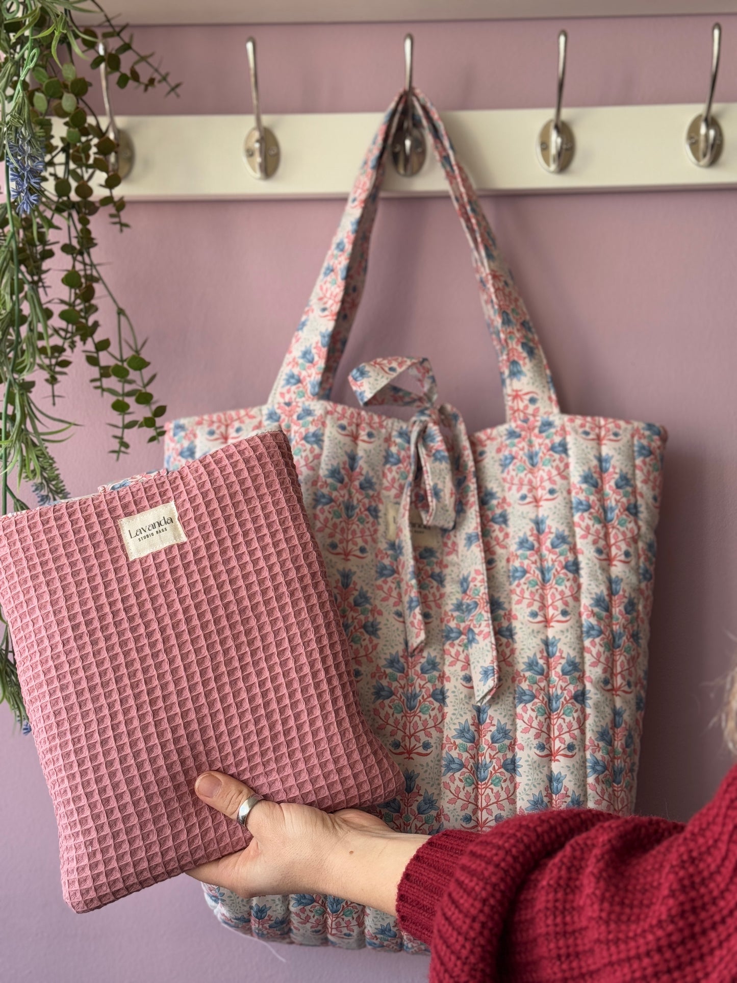 NEW!! Tote bag Amaryllis breeze blue flowers.
