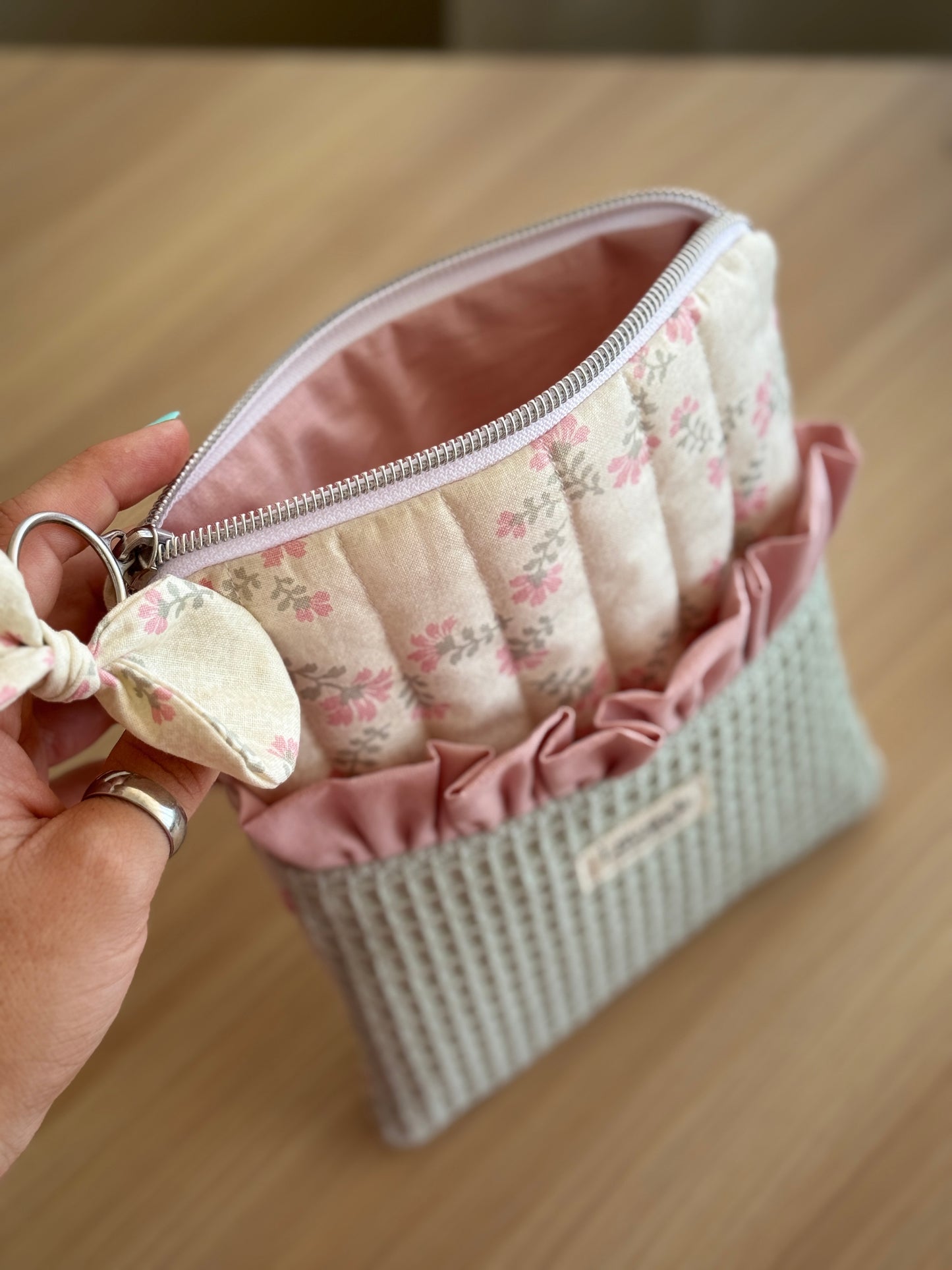 Kindle sleeve pastel pink flowers and mint