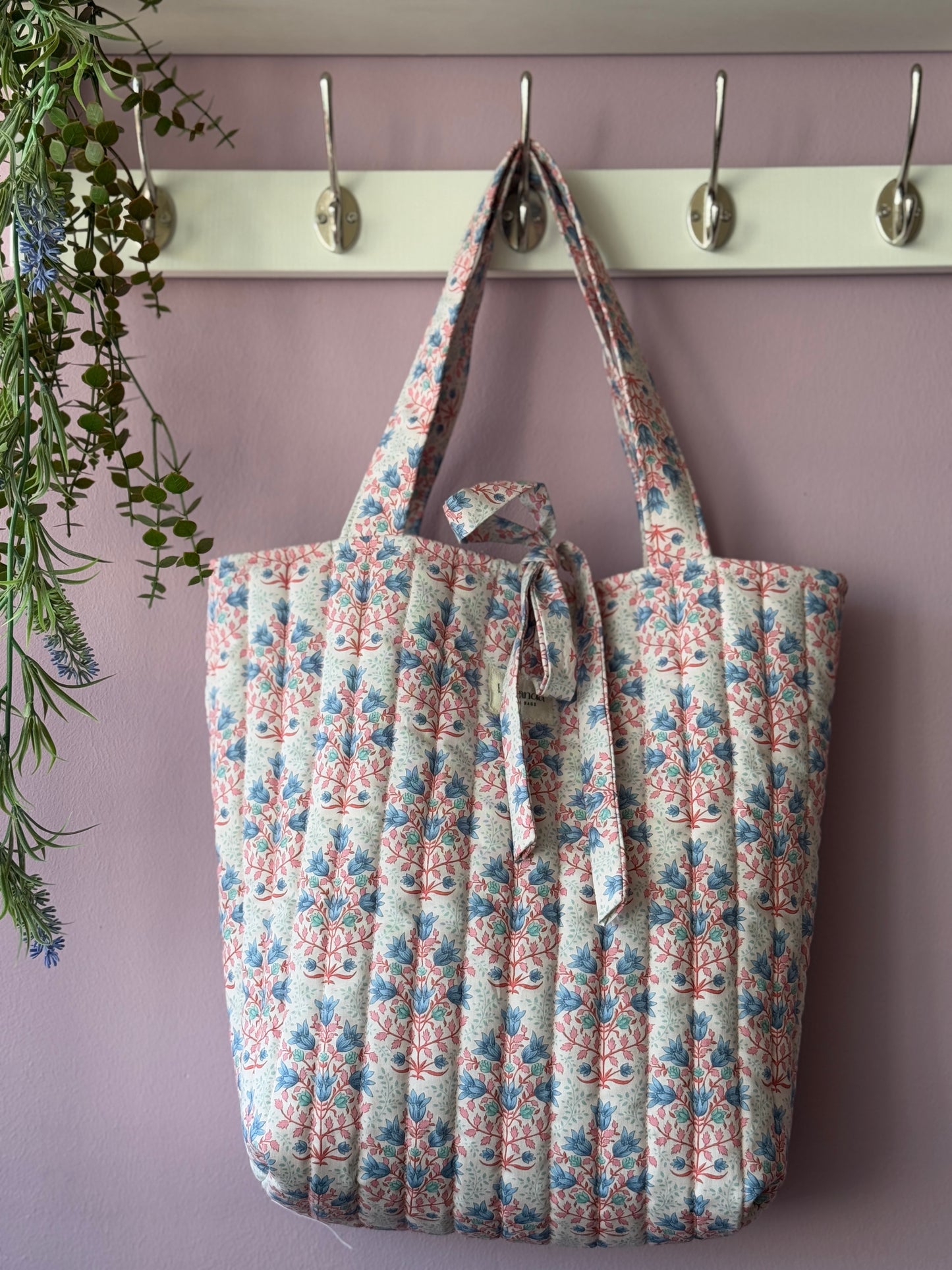 NEW!! Tote bag Amaryllis breeze blue flowers.