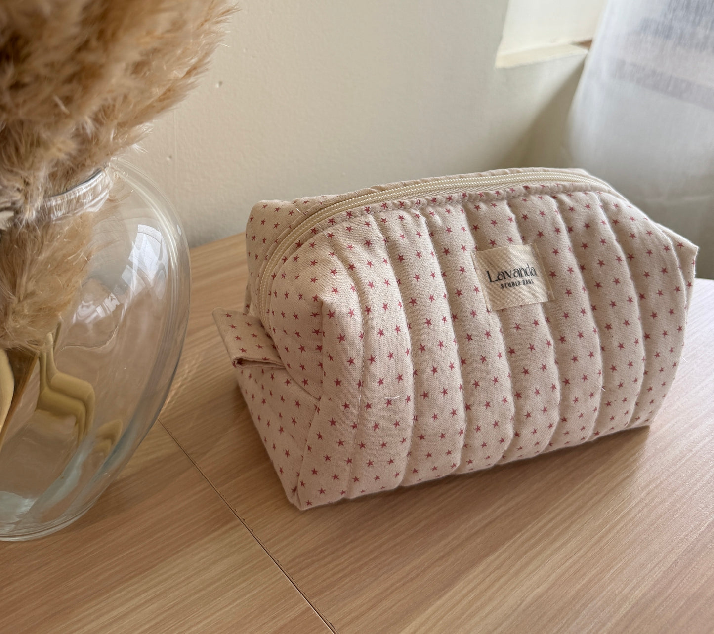 Cosmetic bag pink stars