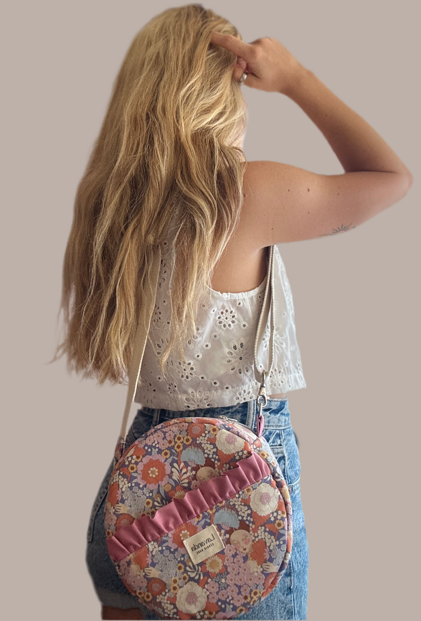 Round shoulder bag jazmín + scrunchie 🌸1
