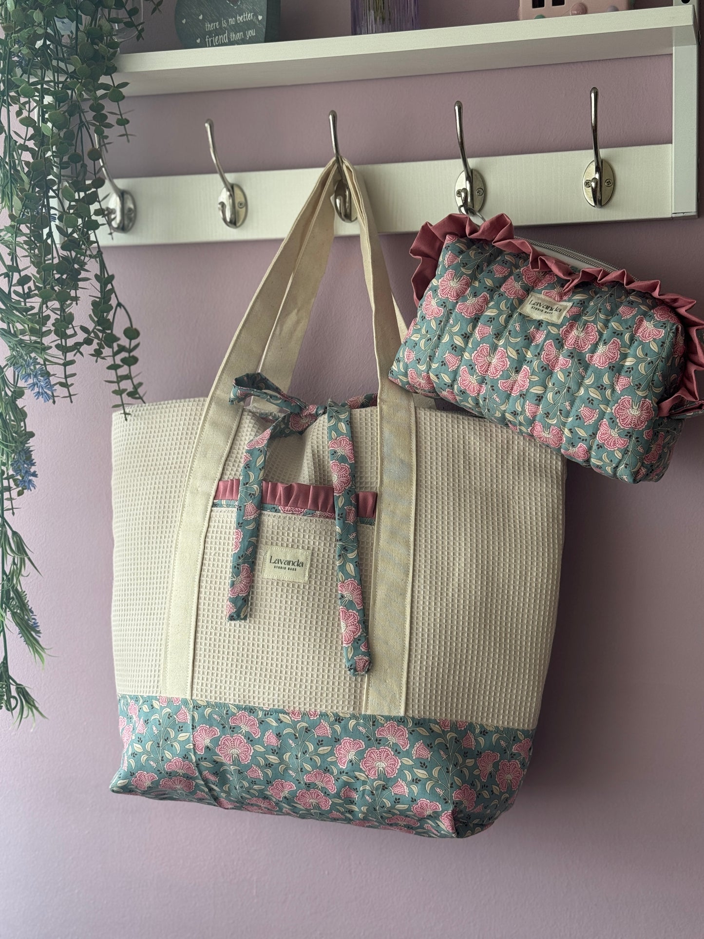 A.Tote bag green flower wind (custom bag)