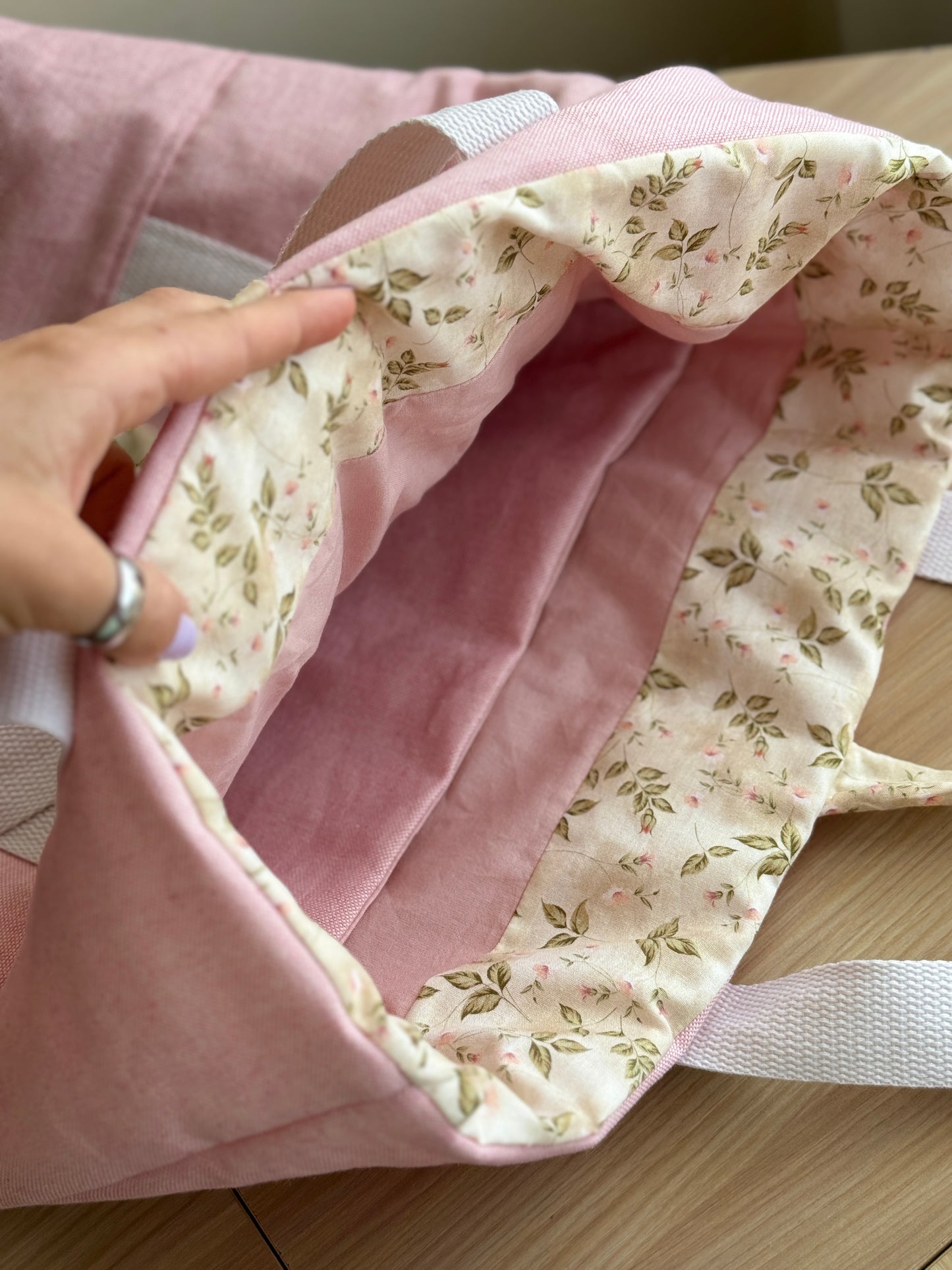 A. Tote bag playita culla cotton ,pastel pink