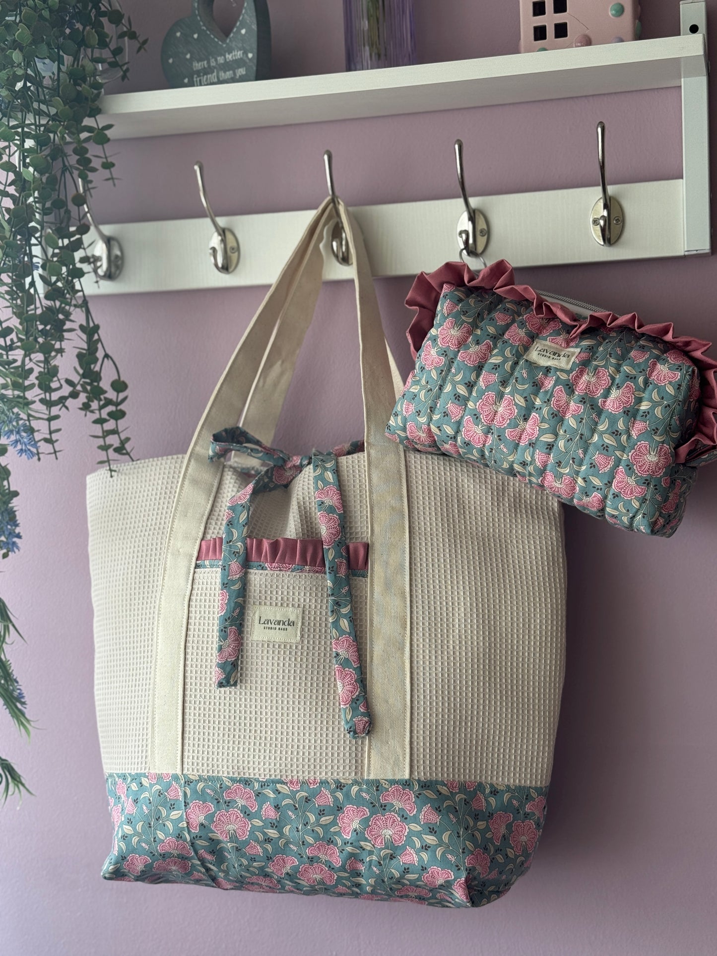 A.Tote bag green flower wind (custom bag)