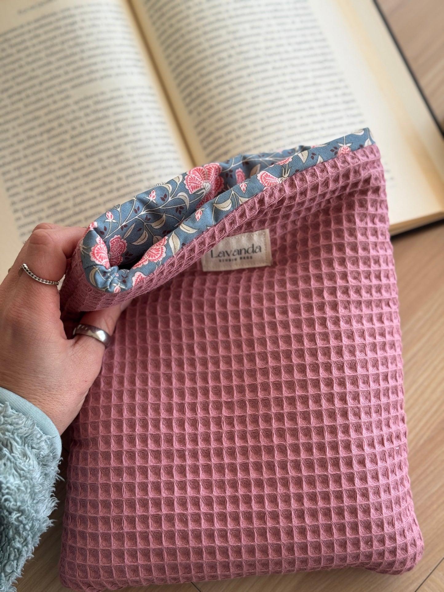 Book cover pink waffle and floral wind patter
