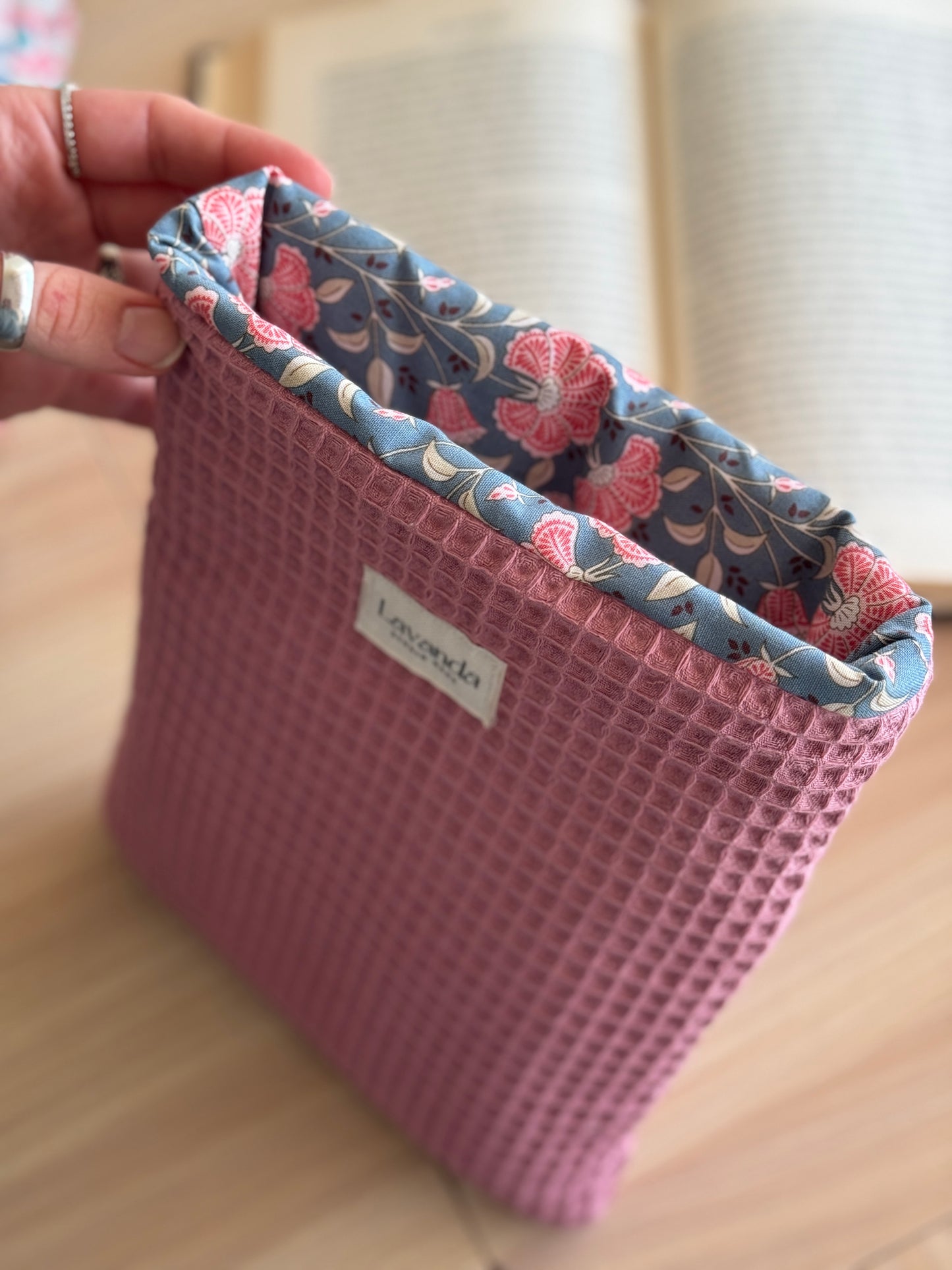 Book cover pink waffle and floral wind patter