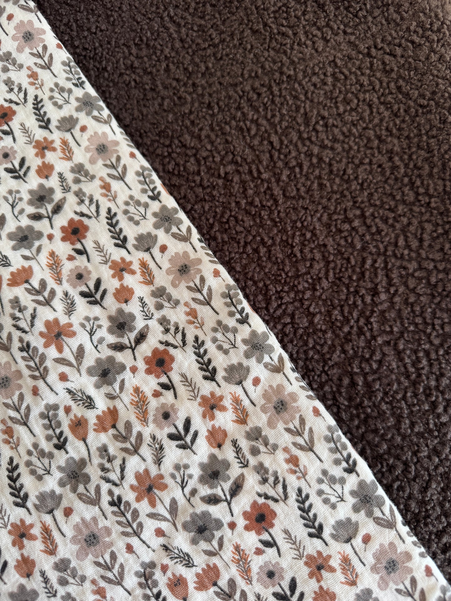 Fresia teddy cosmetic bag brawn with ruffle.