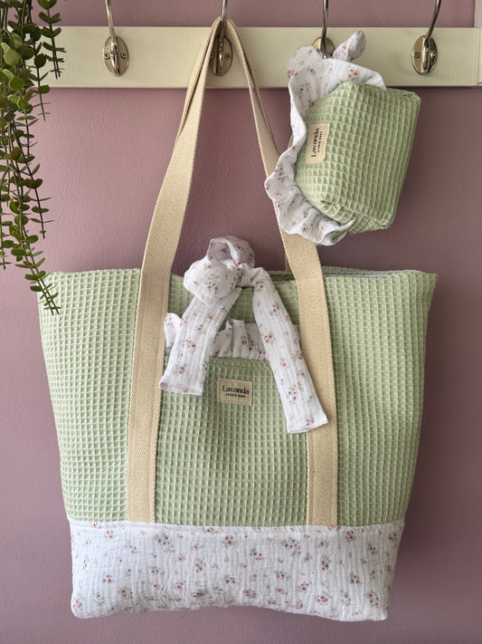 A.Tote bag mint waffle (custom bag) Available to make within 15 business days.