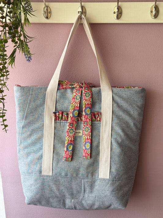 A.Tote bag playita , culla cotton, blue love.