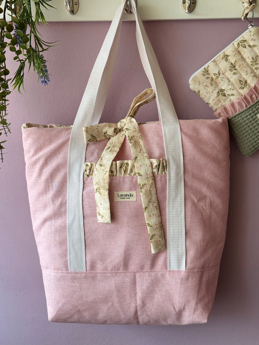 A. Tote bag playita culla cotton ,pastel pink
