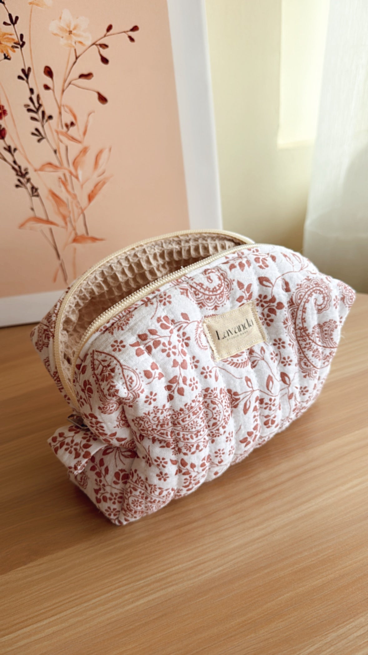 Make up bag pink floral/ vanilla line