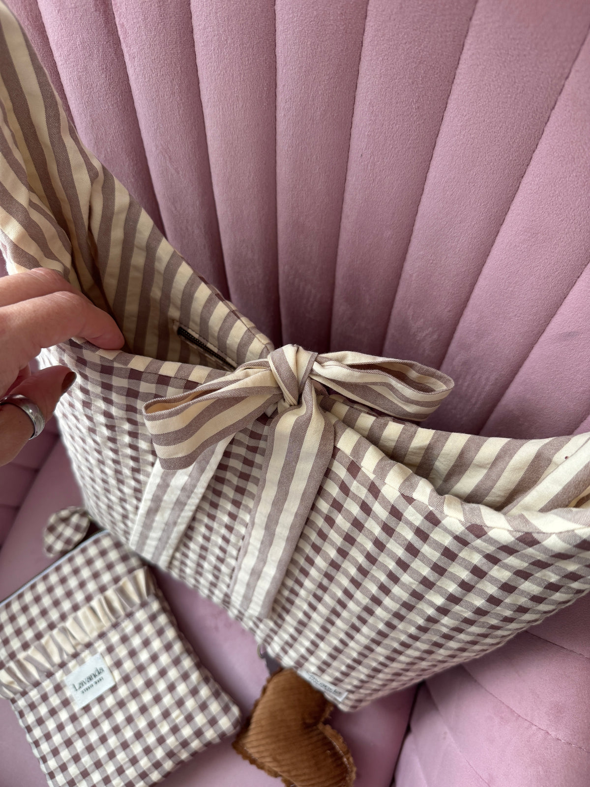 New! Iris bag🍂 vainilla Vichy + Heart keychain.