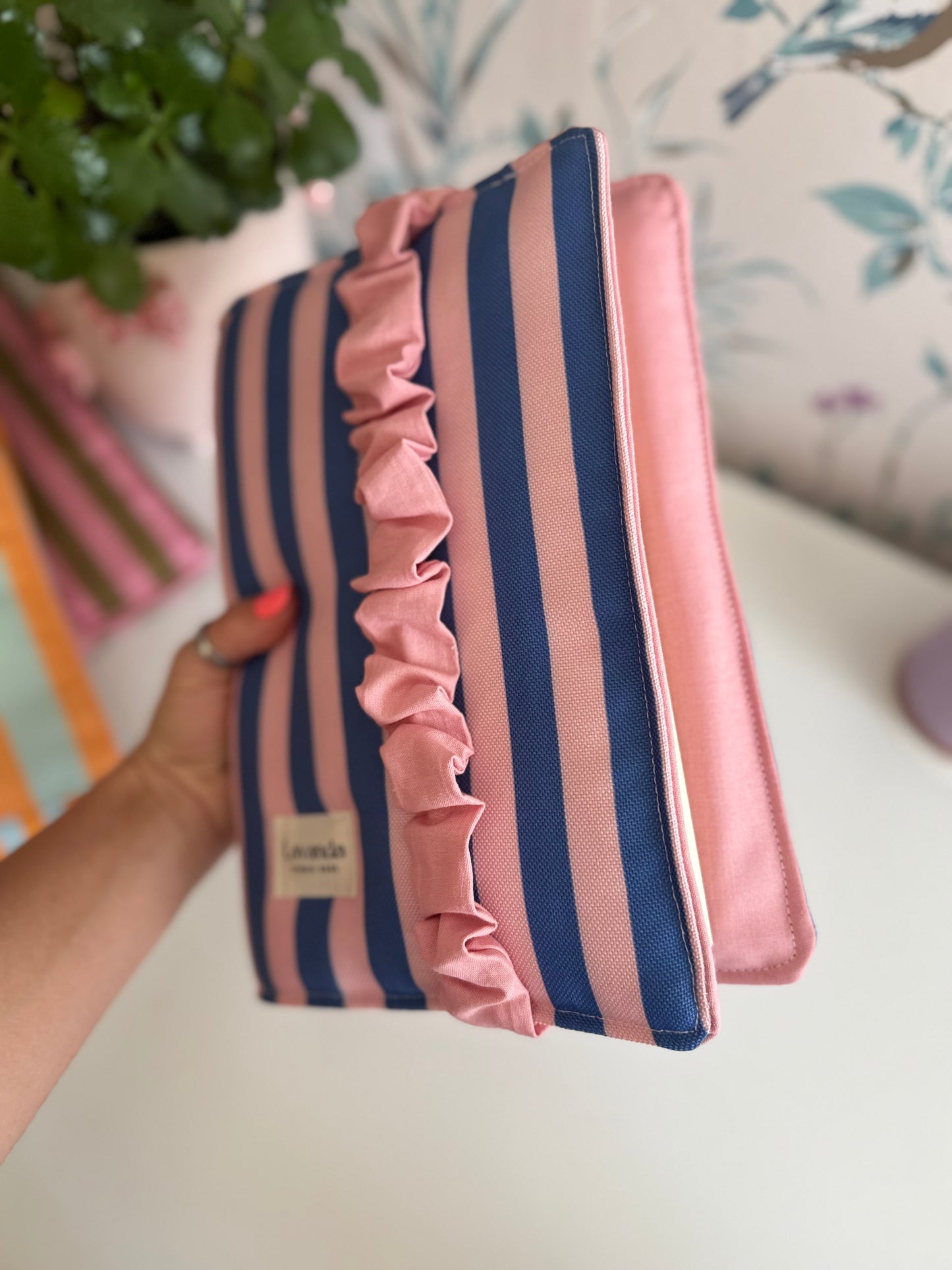 New! Book cover with flaps strap pink and blue