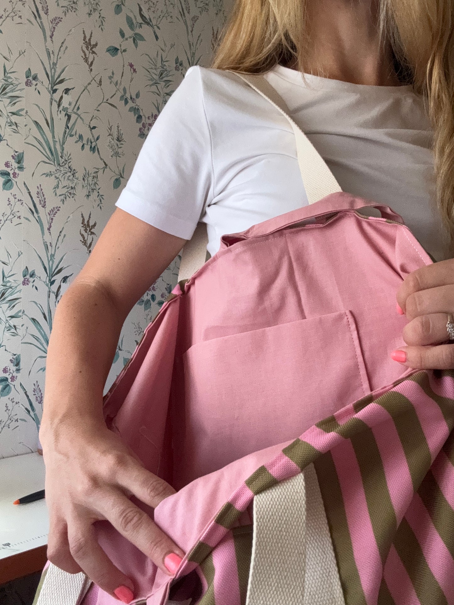 Maxi tote Dalia Olive and pink