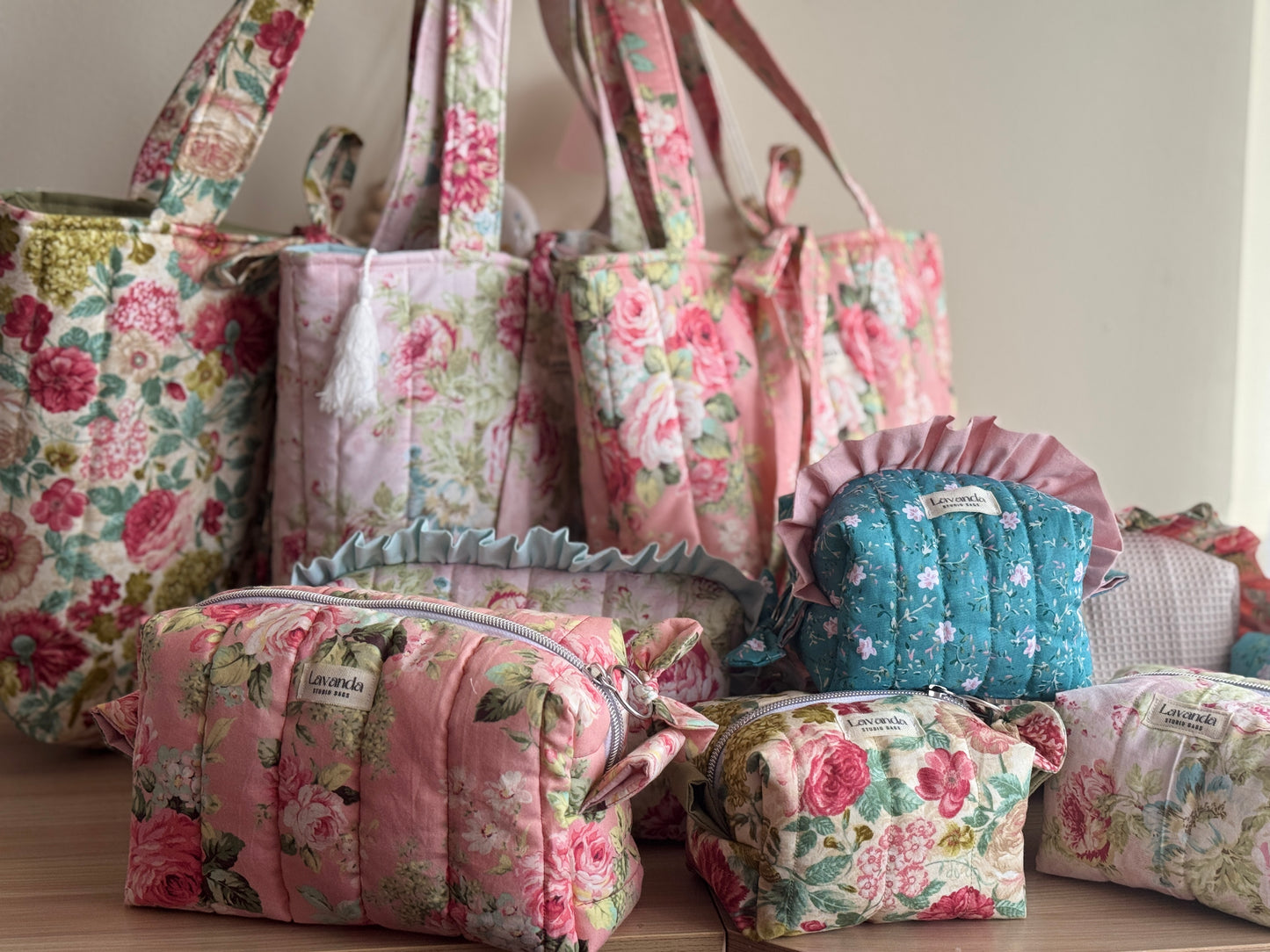 Cosmetic bag floral rouse . “garden of memories”