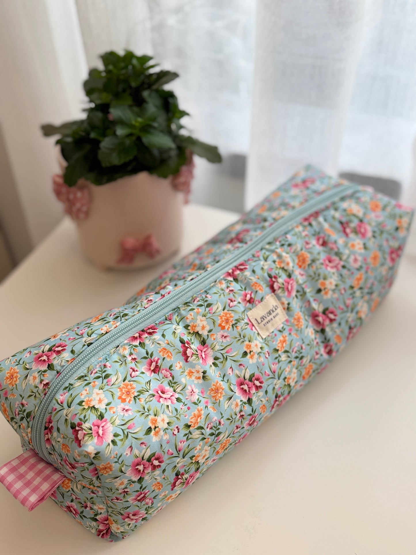 Dyson saco simples XXL airwrap floral e Vichy rosa no interior