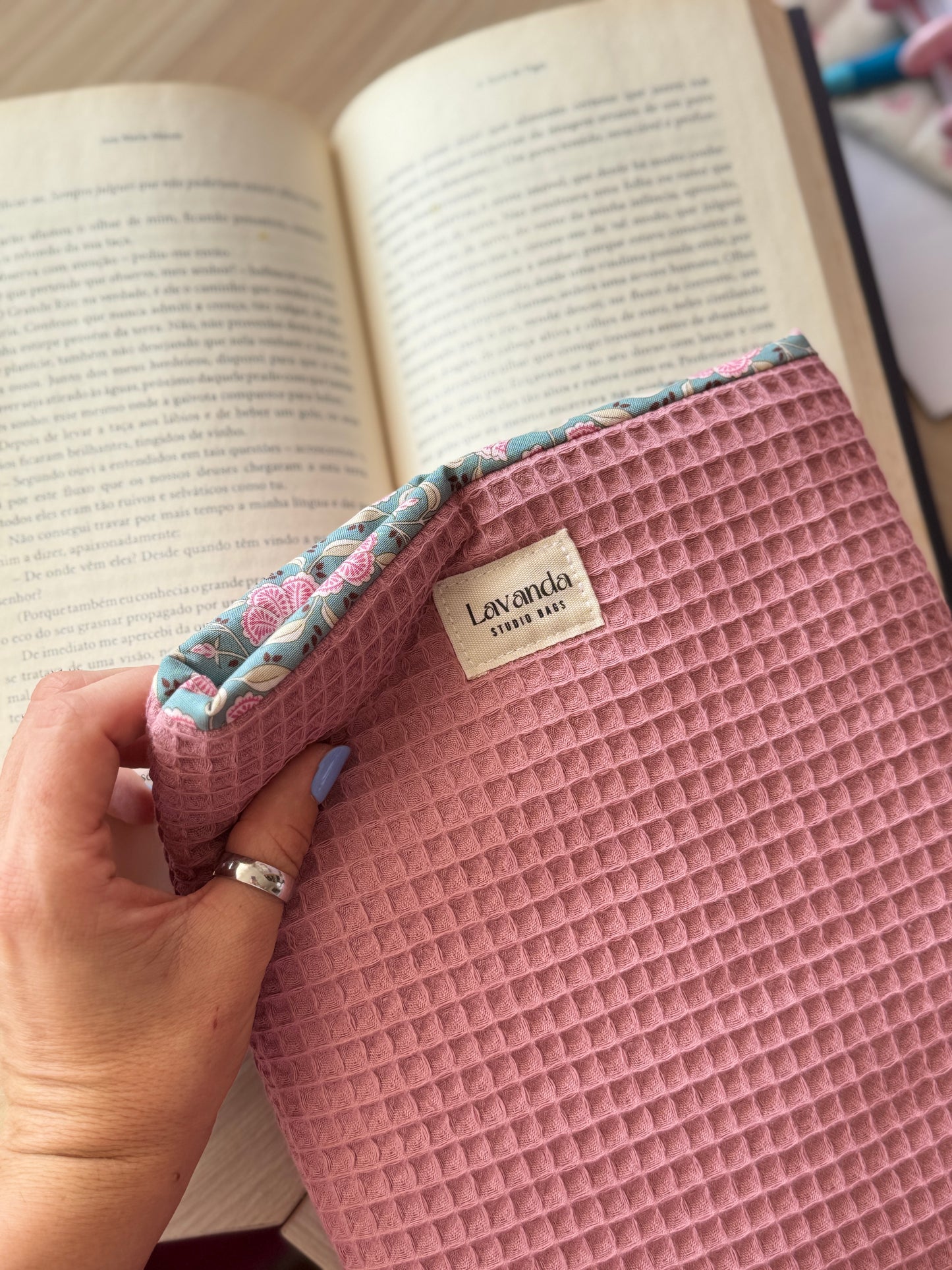 Book cover pink waffle and floral wind patter