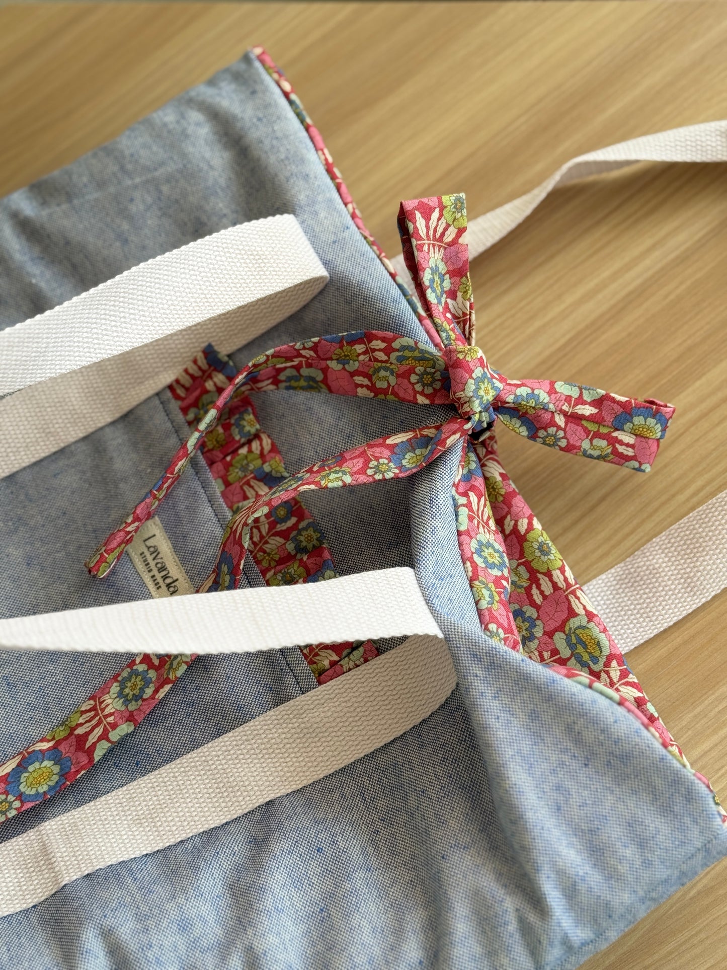 A.Tote bag playita , culla cotton, blue love.