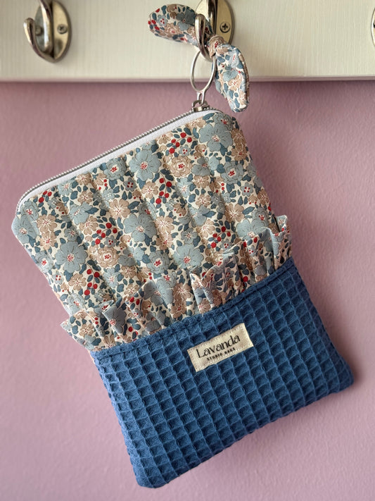 Kindle sleeve blue waffle and pocket