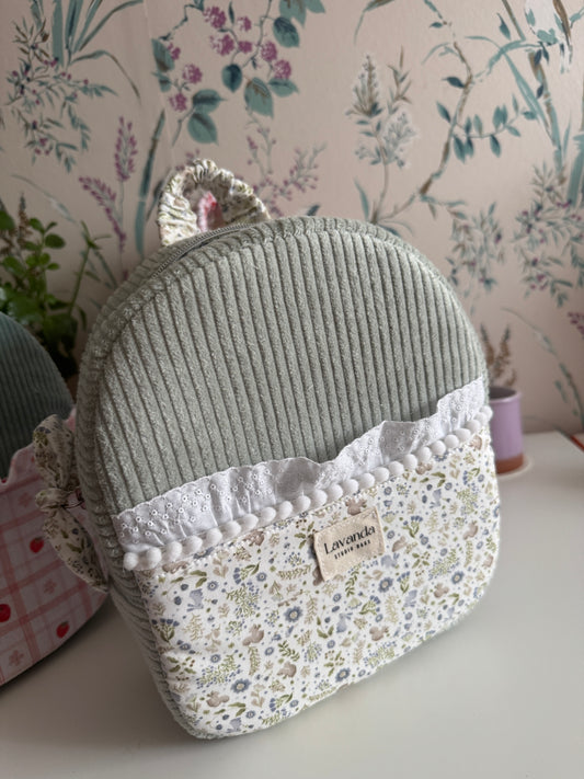 Mini backpack mint green and little flowers. In stock!