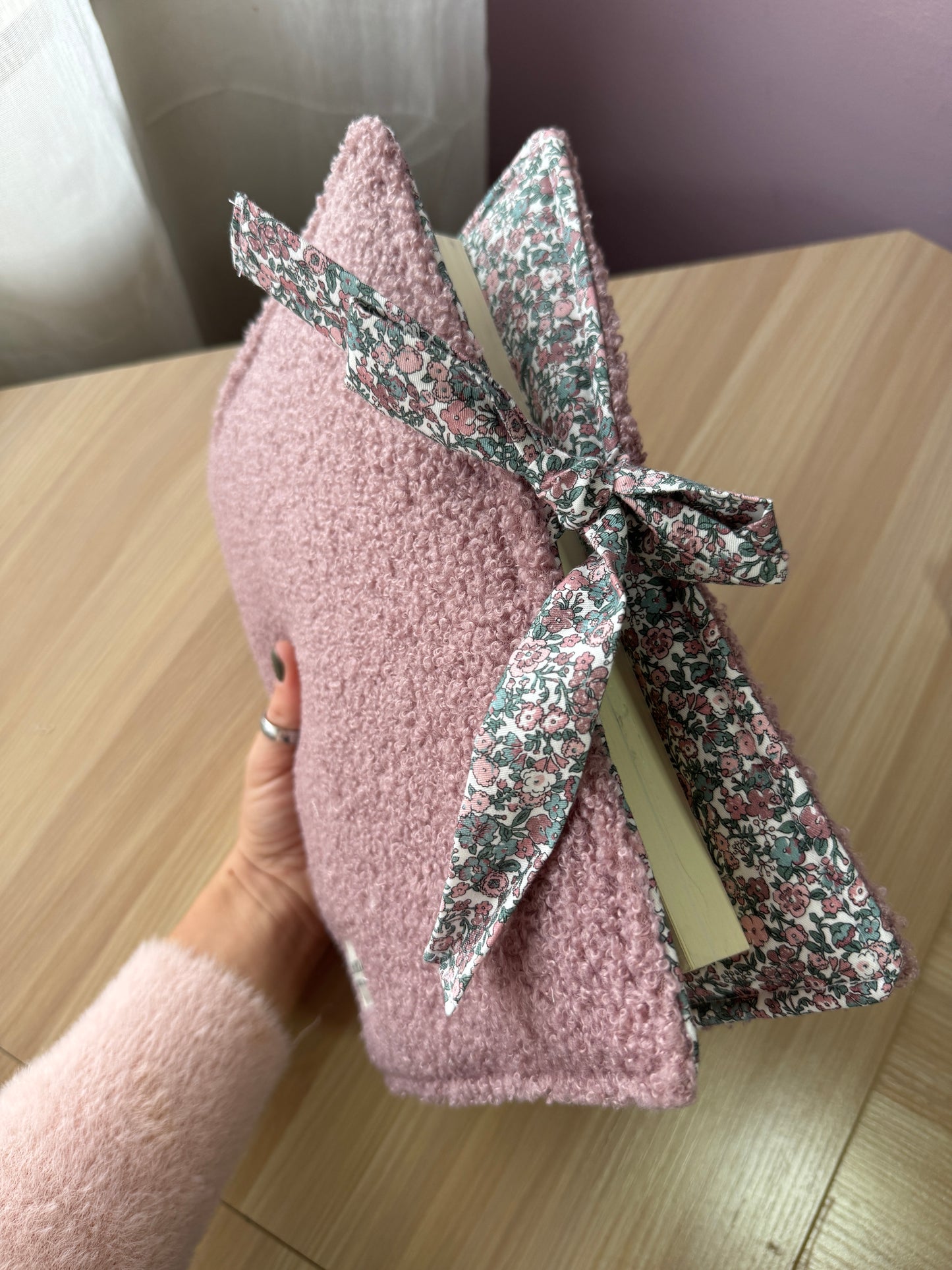 Book cover with flaps teddy old pink