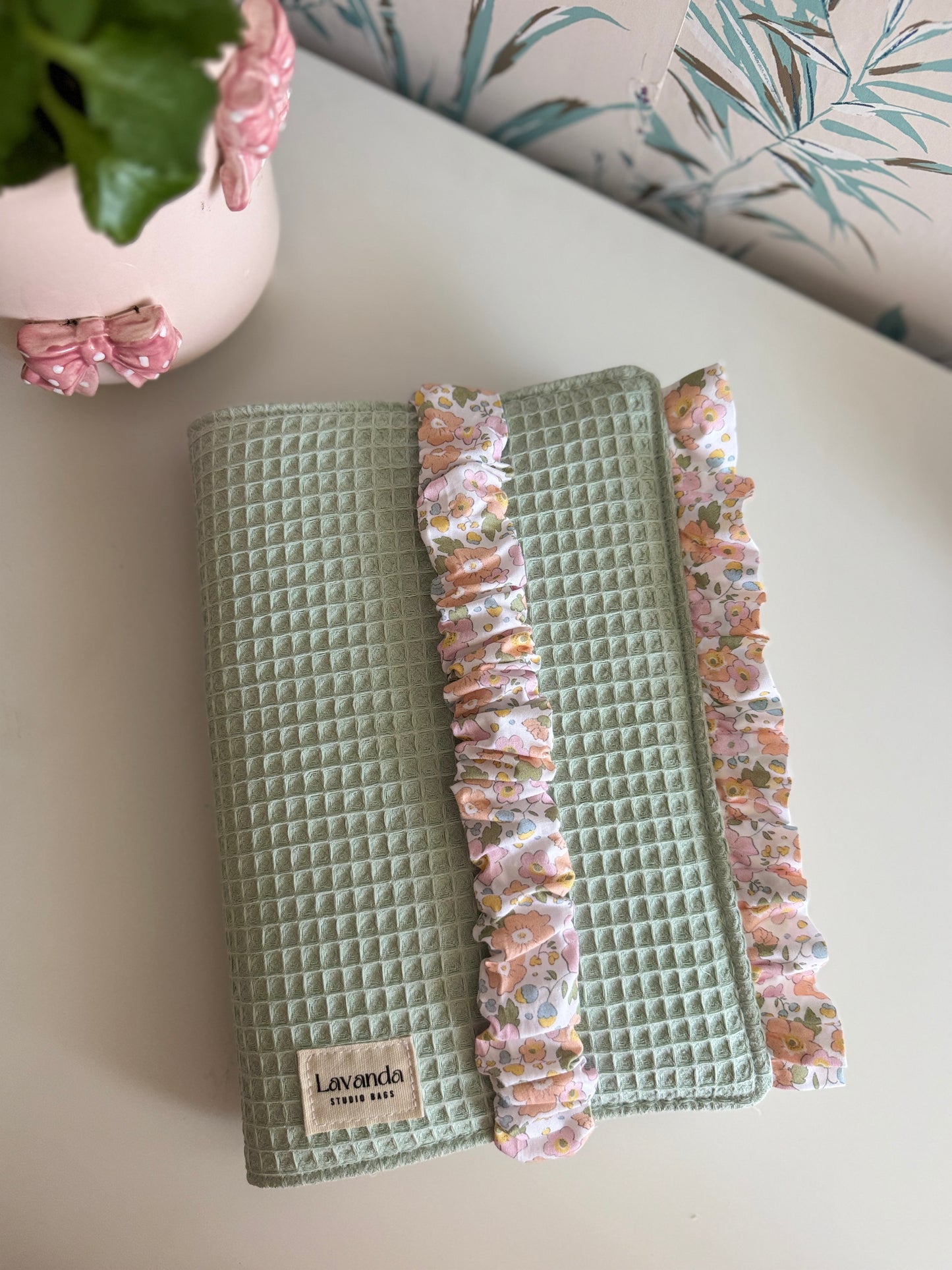 New! Book cover with flaps waffle fabric.