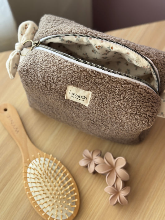 Fresia teddy cosmetic bag brawn,simple.