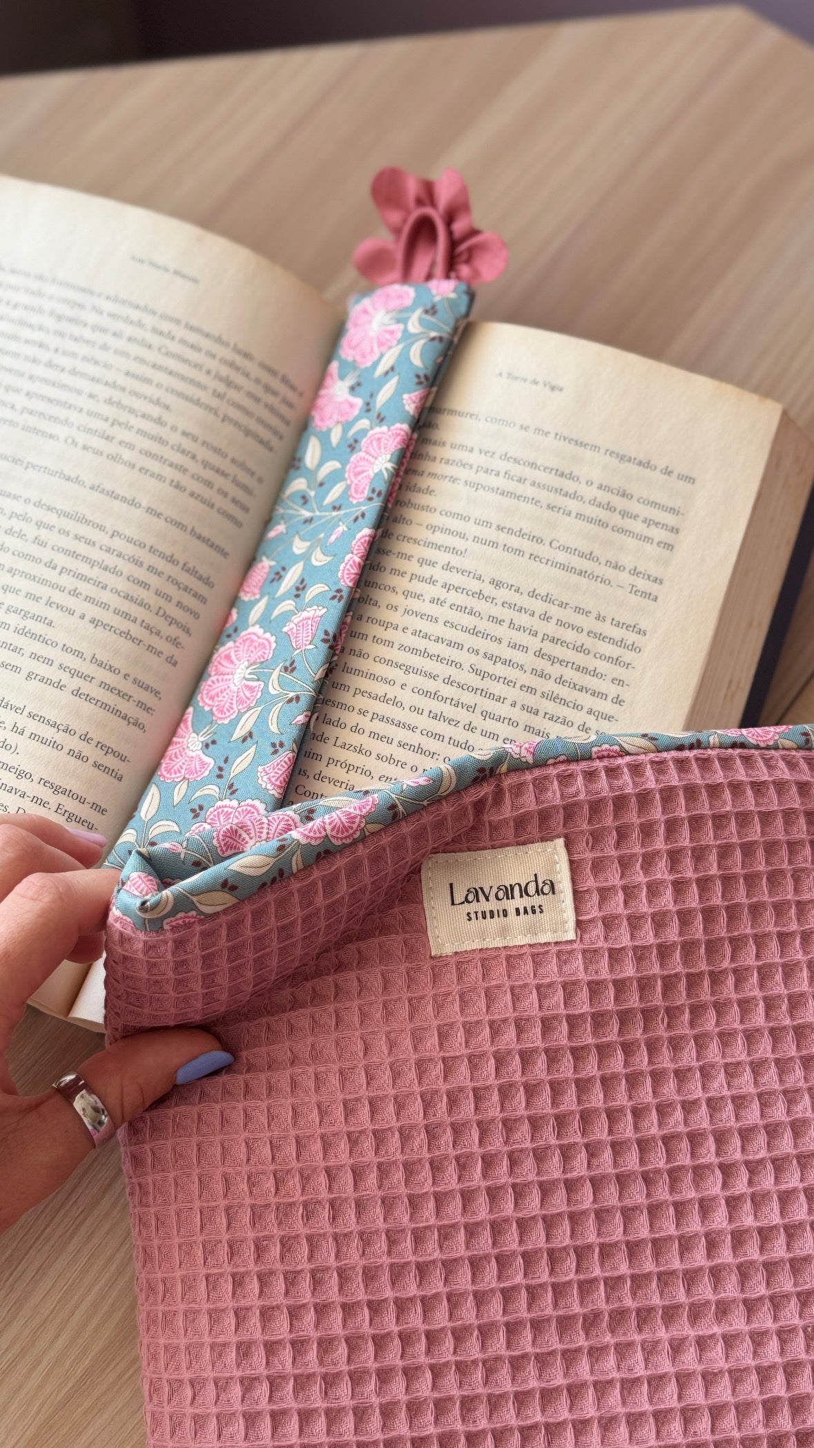 Book cover pink waffle and floral wind patter