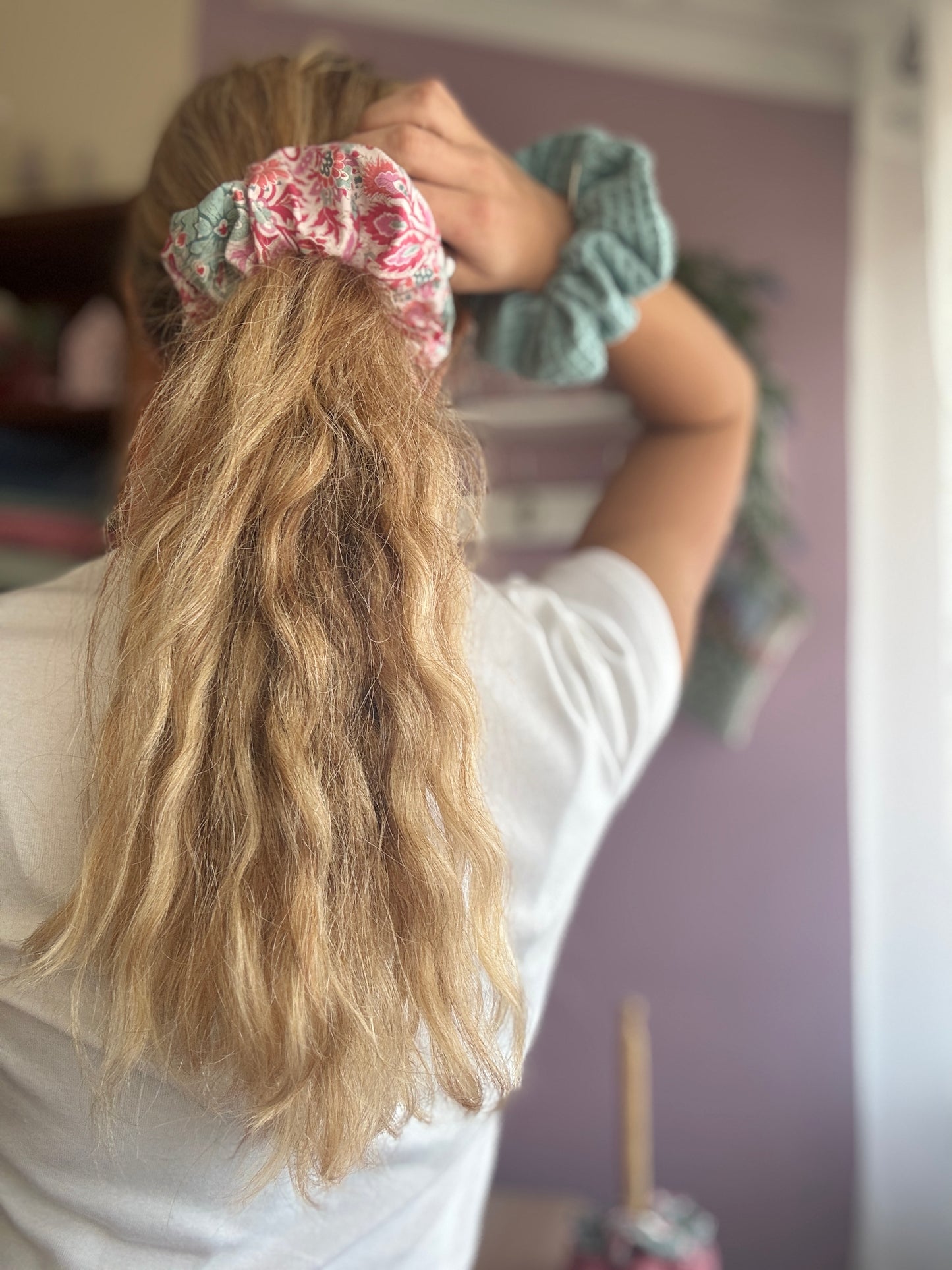 Scrunchie lirio green waffle 5