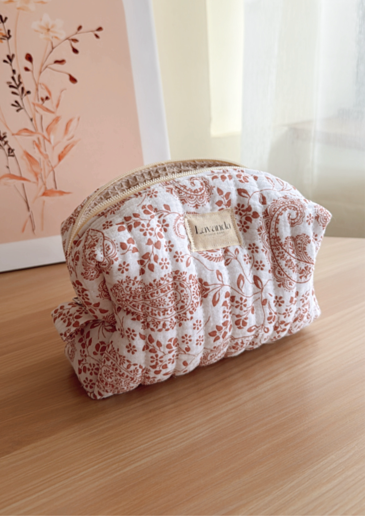 Make up bag pink floral/ vanilla line