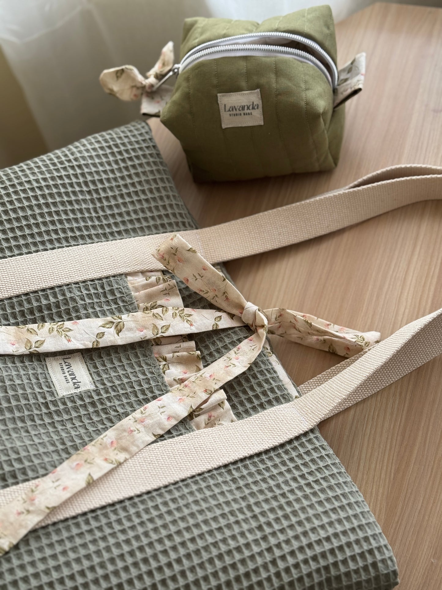 A.Tote bag Dalia green waffle(custom bag)