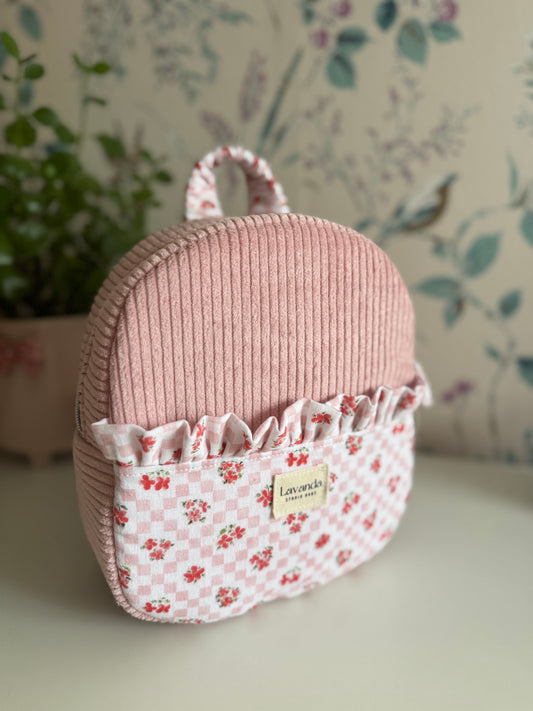 Mini backpack pink and flowers.In stock!