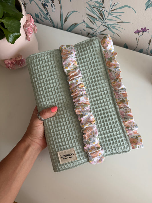 New! Book cover with flaps waffle fabric.