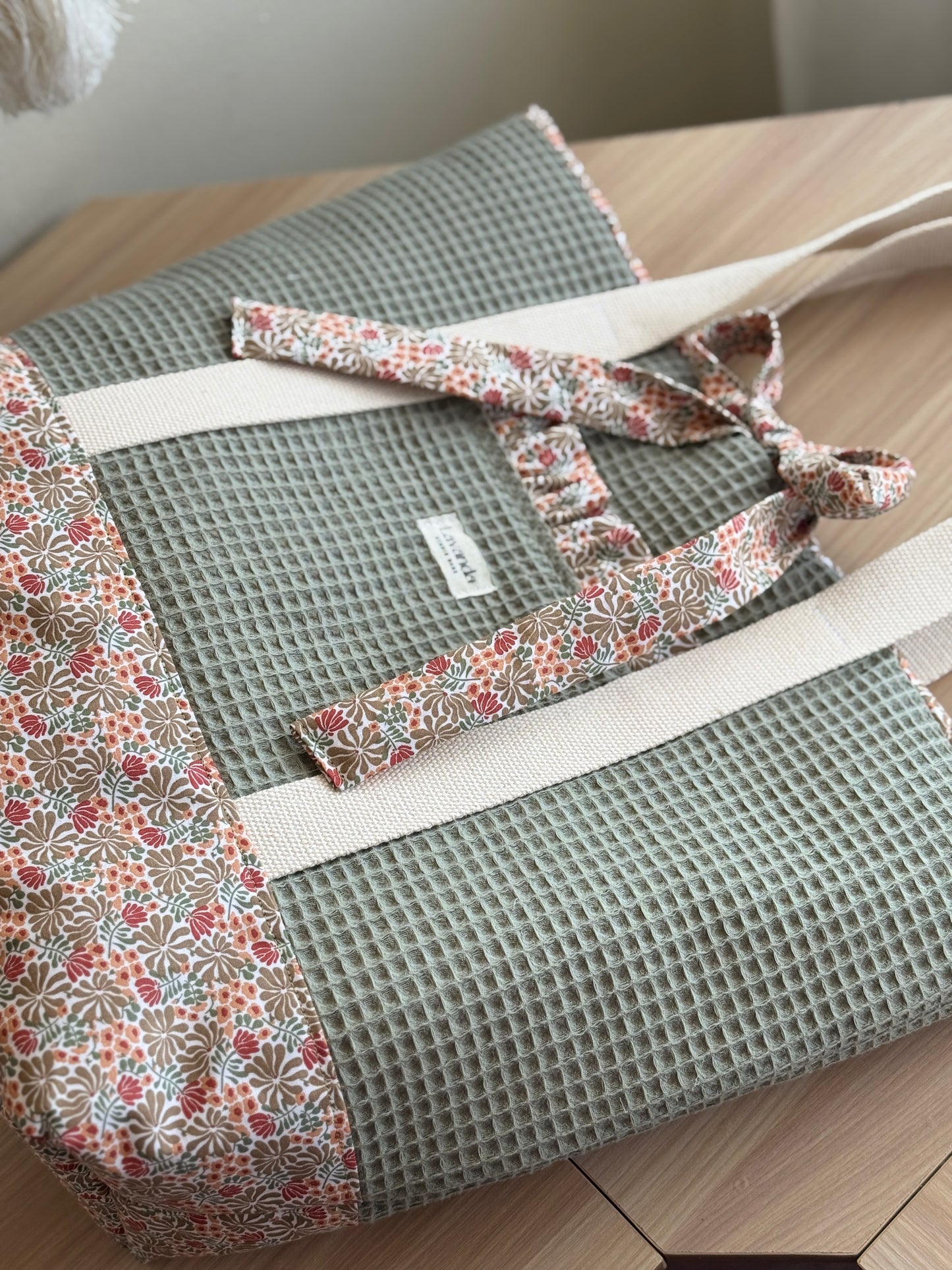 A.Tote bag Dalia green waffle(custom bag)