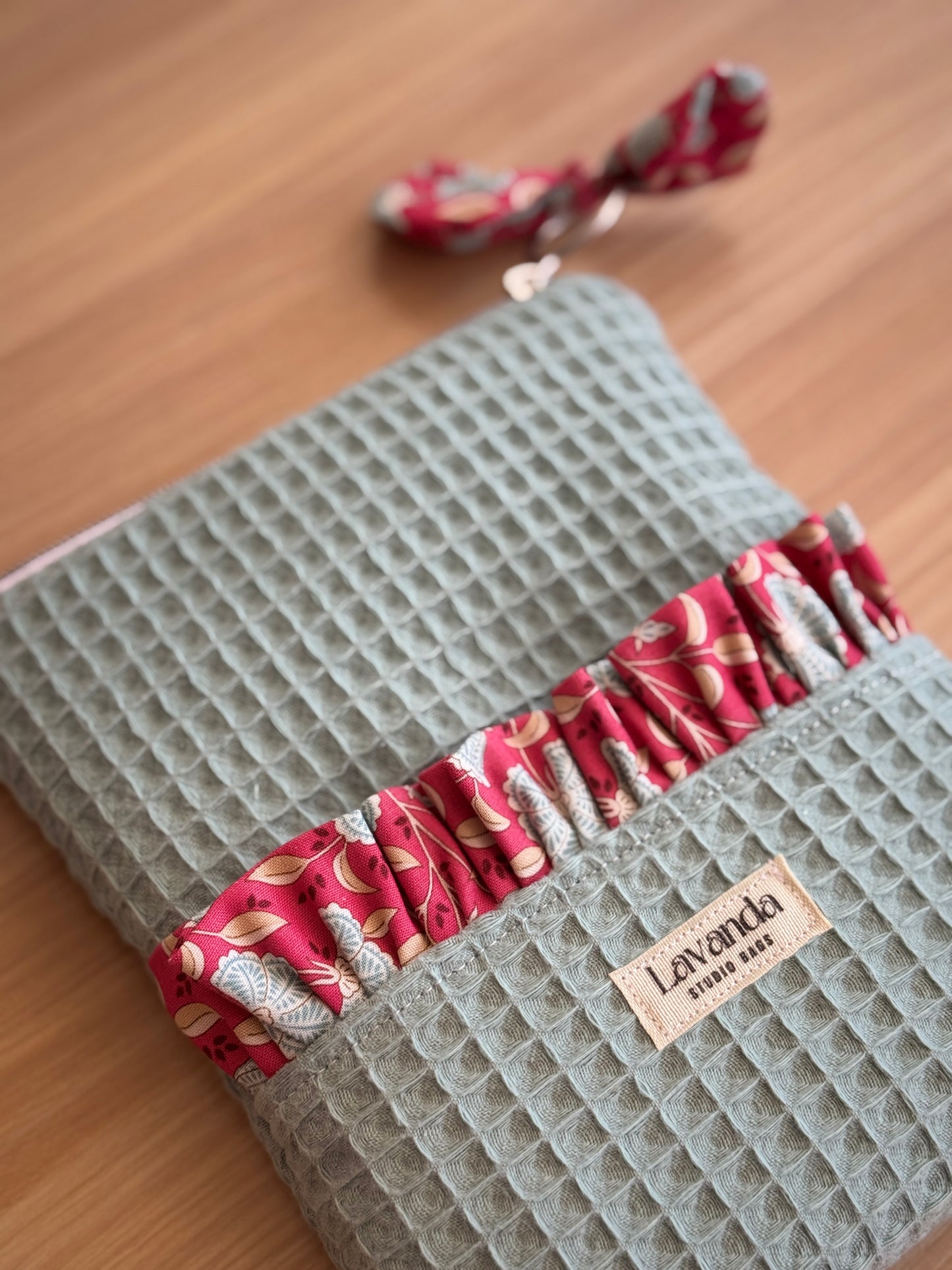 Kindle sleeve mint waffle and dustry red.