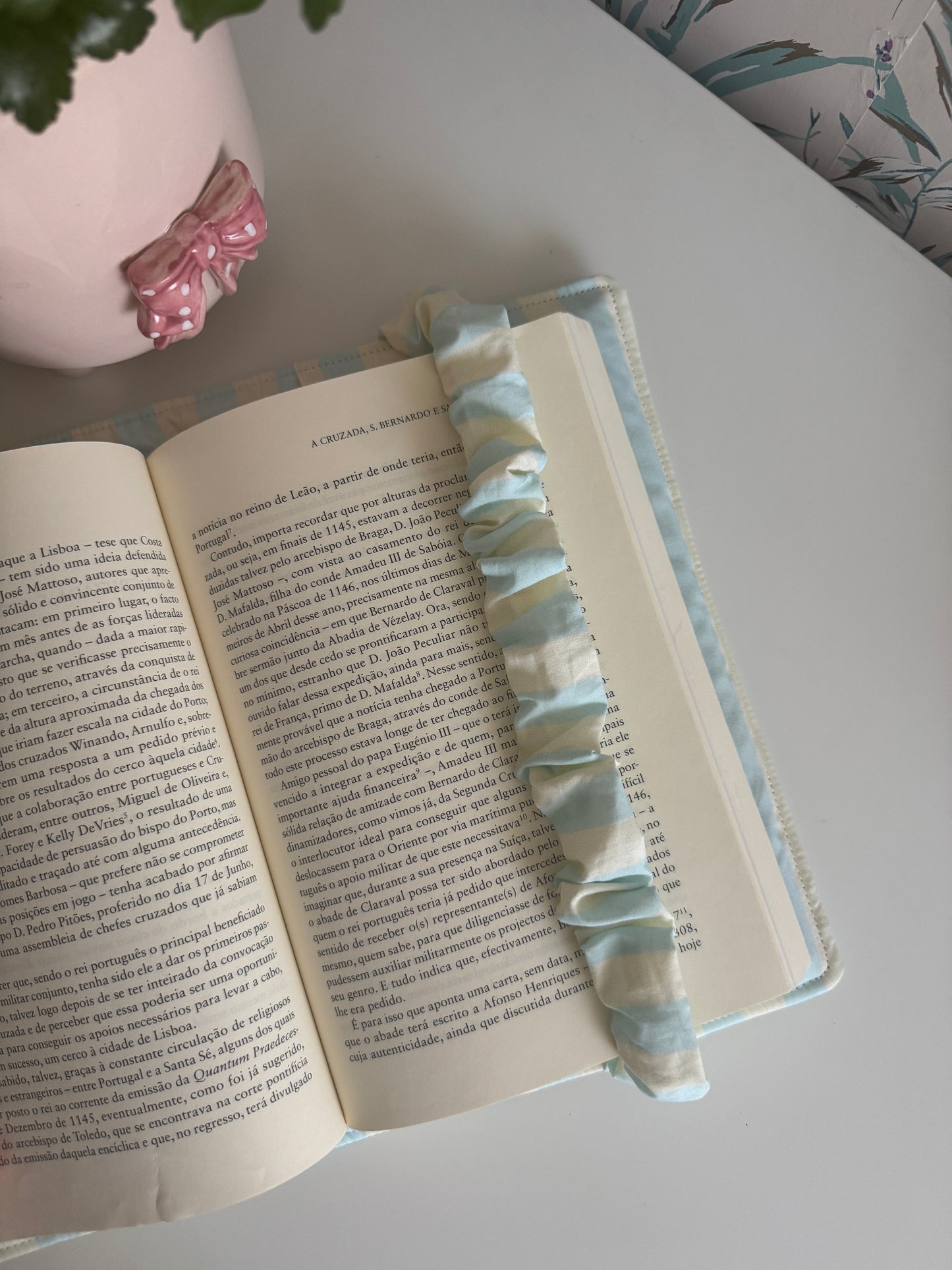Book cover with flaps strap mint and butter