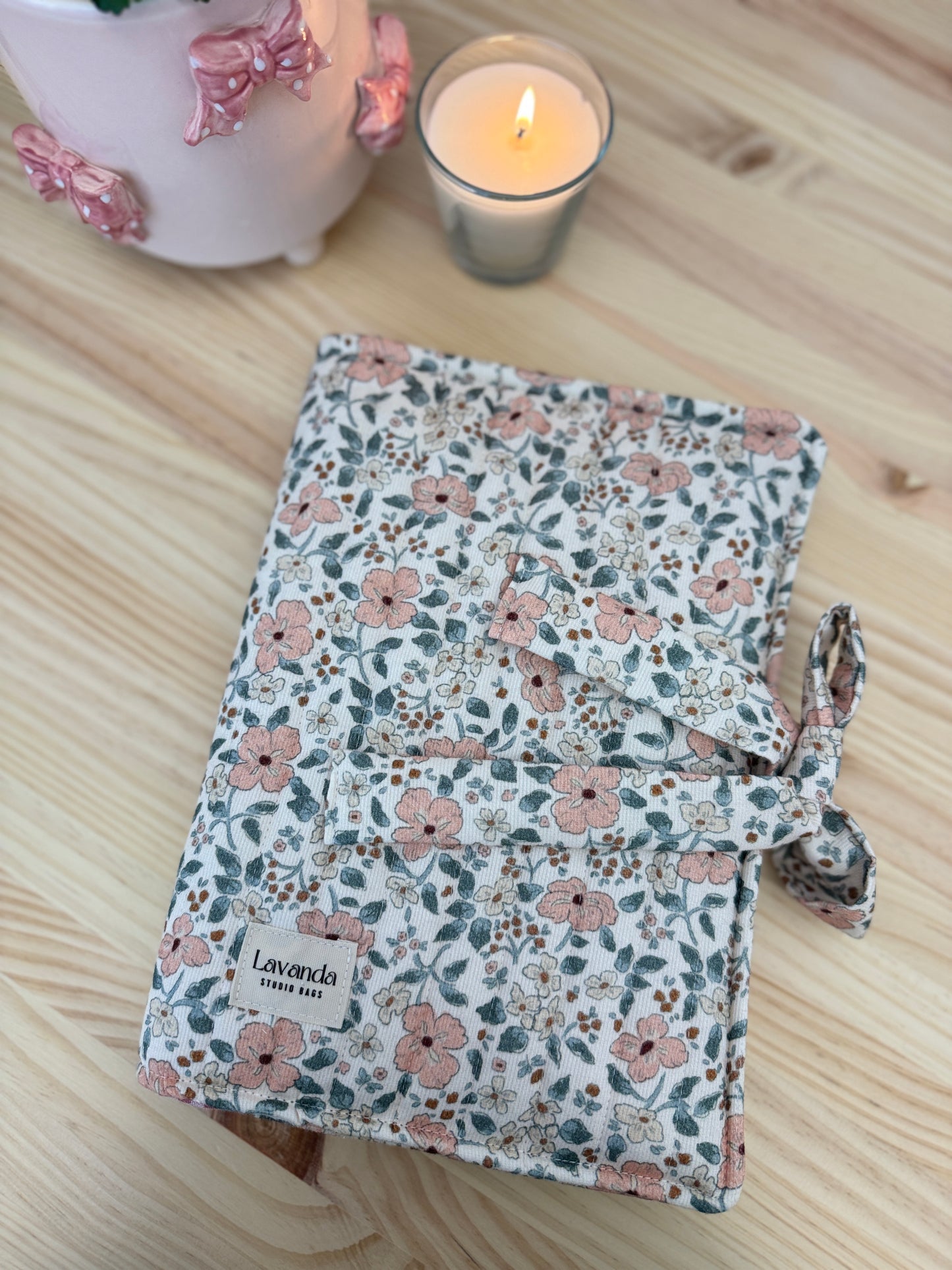 Book cover with flaps pastel flowers