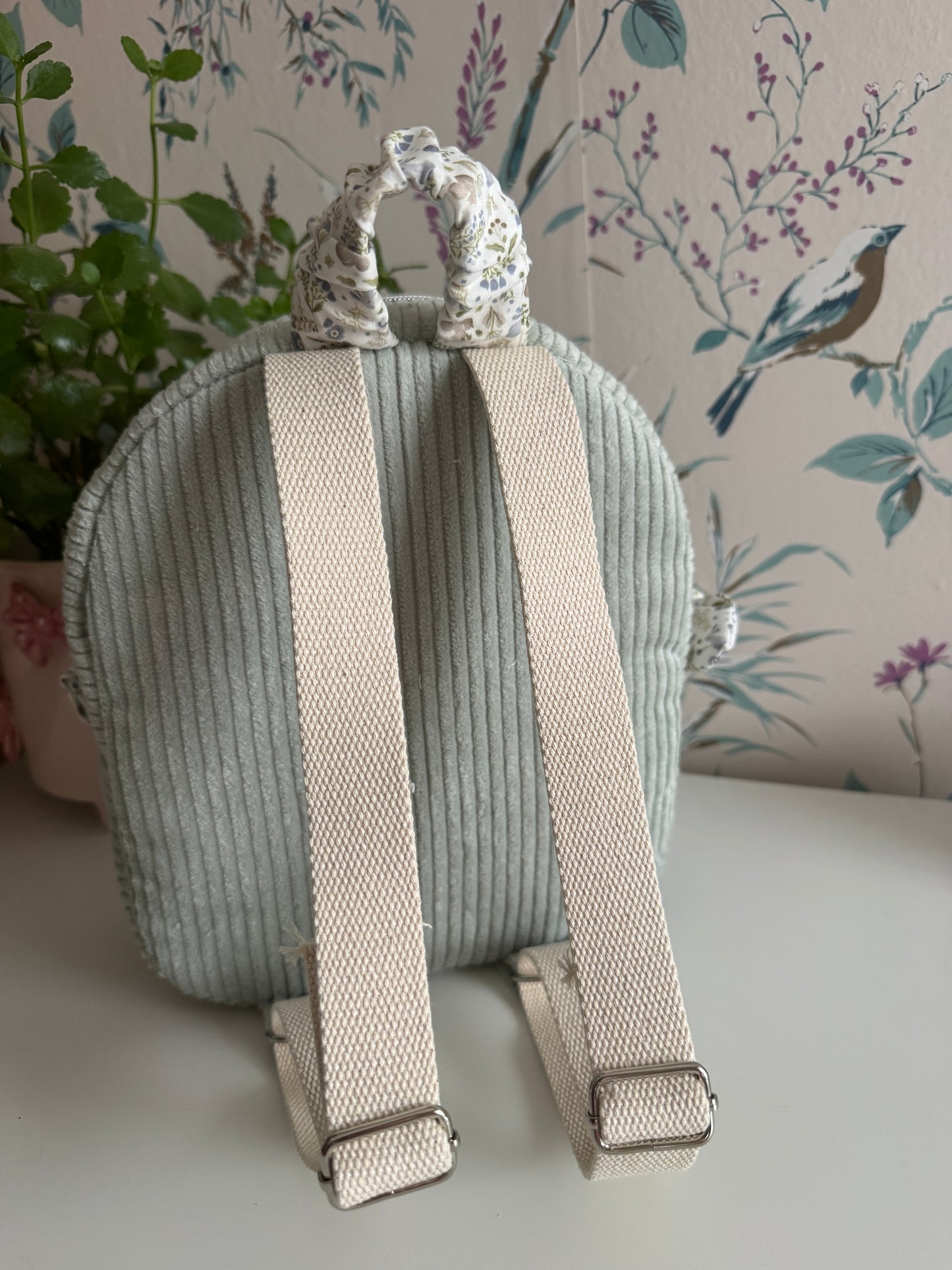 Mini backpack mint green and little flowers. In stock!