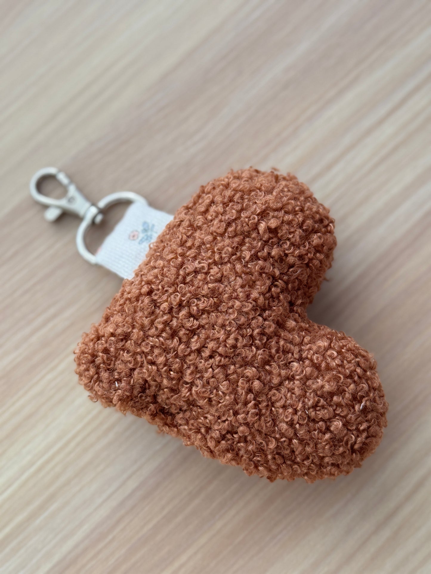 Fabric heart keychain brawn teddy