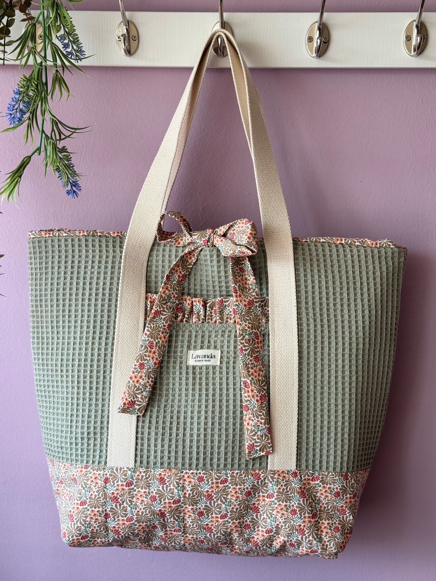 A.Tote bag Dalia green waffle(custom bag)